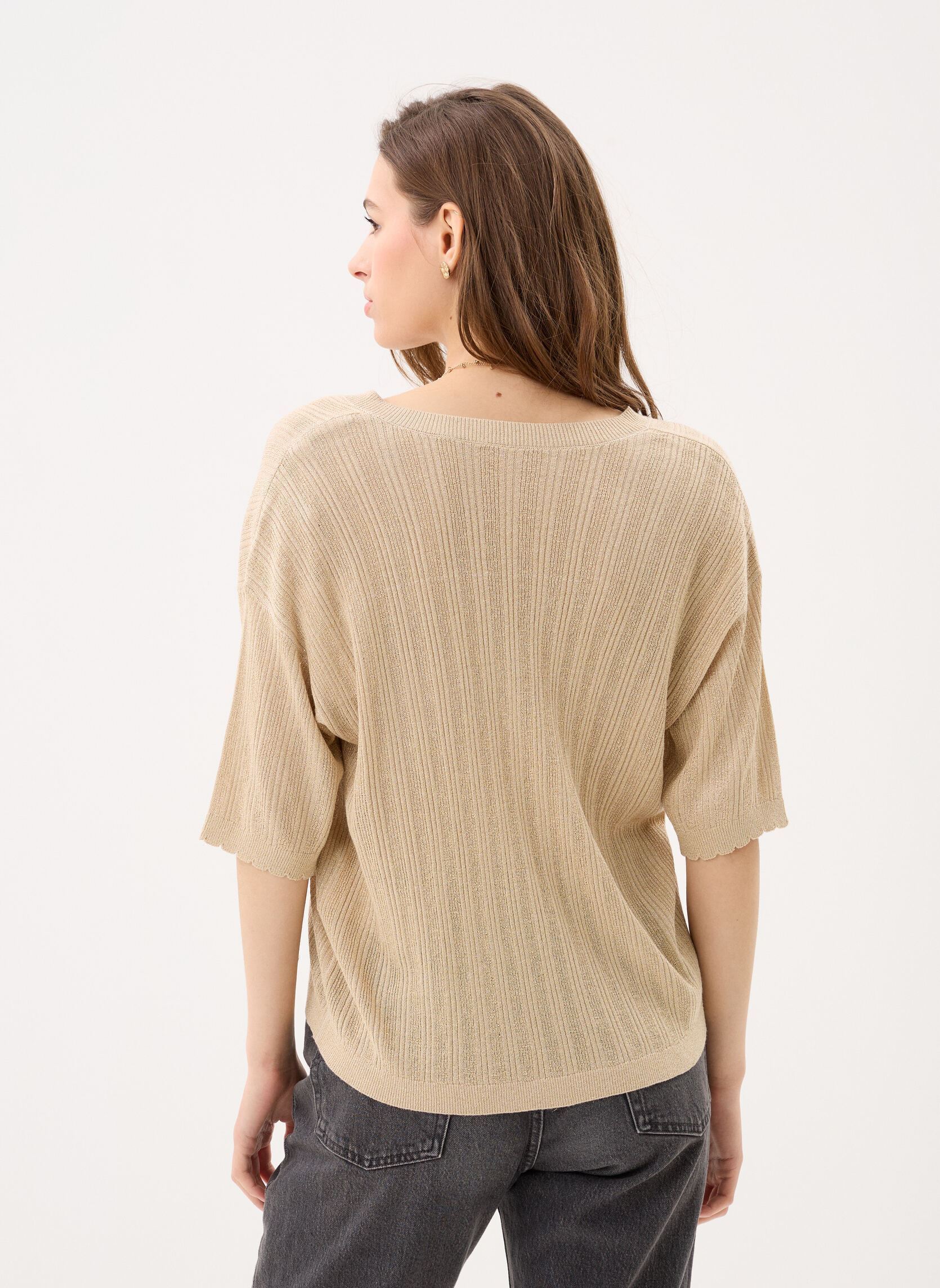 Pullover Vishem Rev V-Neck 2/4 Glitter Knit Top damen braun Vila Pullover Vishem Rev V-Neck 2/4 Glitter Knit Top damen braun Frosted Almond