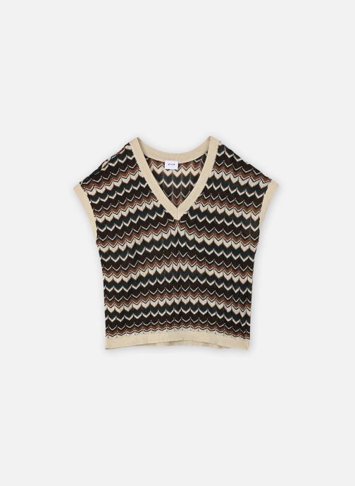 Vila Truien Viember Rev V-Neck S/S Glitter Knit/Lc dames beige