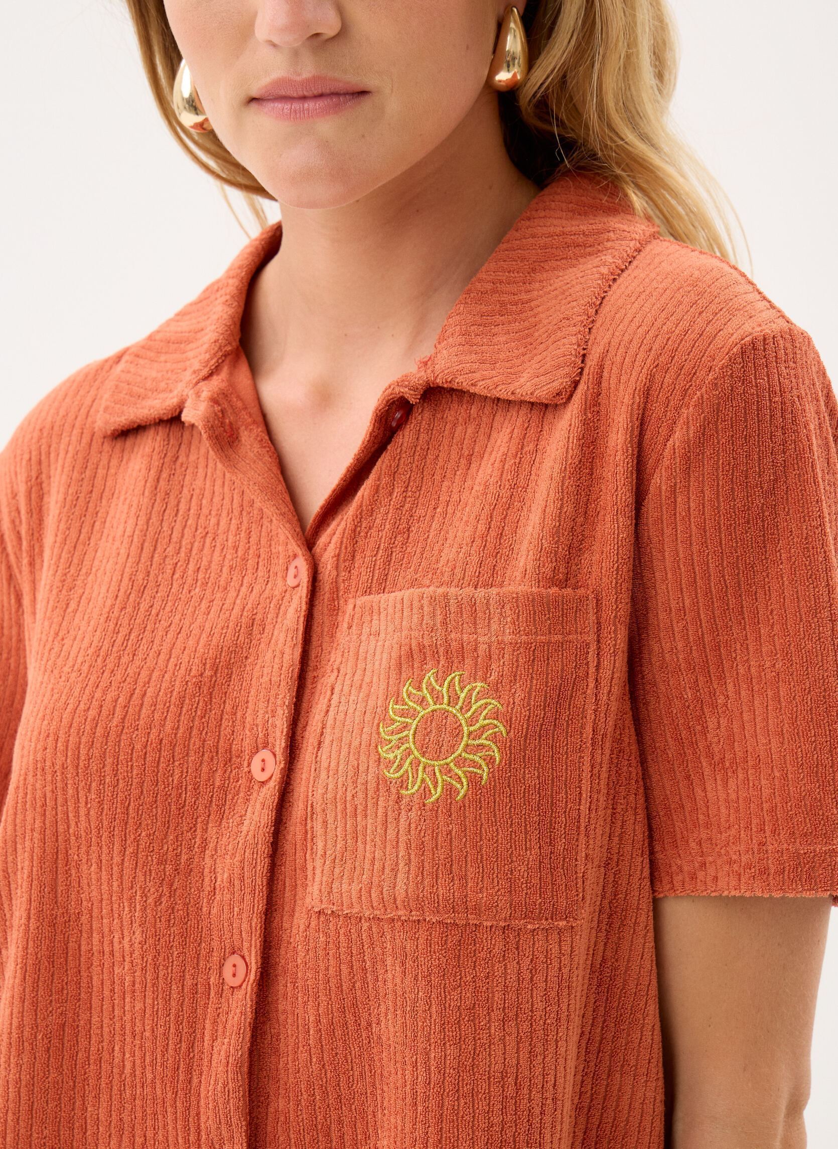 Chemises Vifrotte Emb Ss Shirt femme marron Vila Chemises Vifrotte Emb Ss Shirt femme marron Burnt Brick