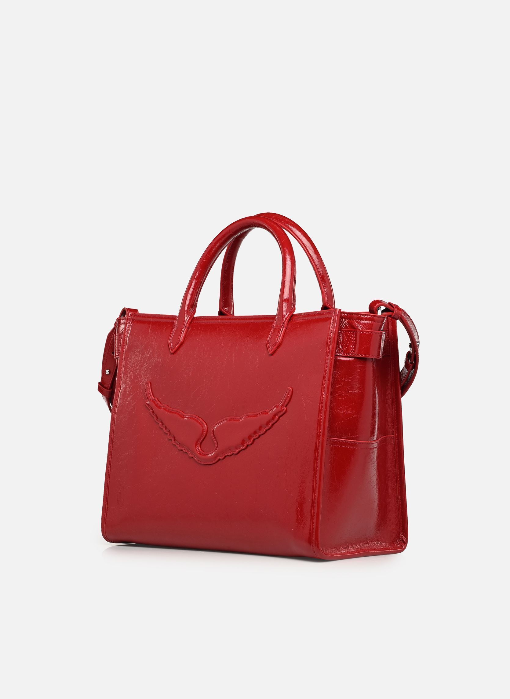 Cabas ANGEL TOTE WRINKLED PATENT femme rouge Zadig & Voltaire Cabas ANGEL TOTE WRINKLED PATENT femme rouge POWER