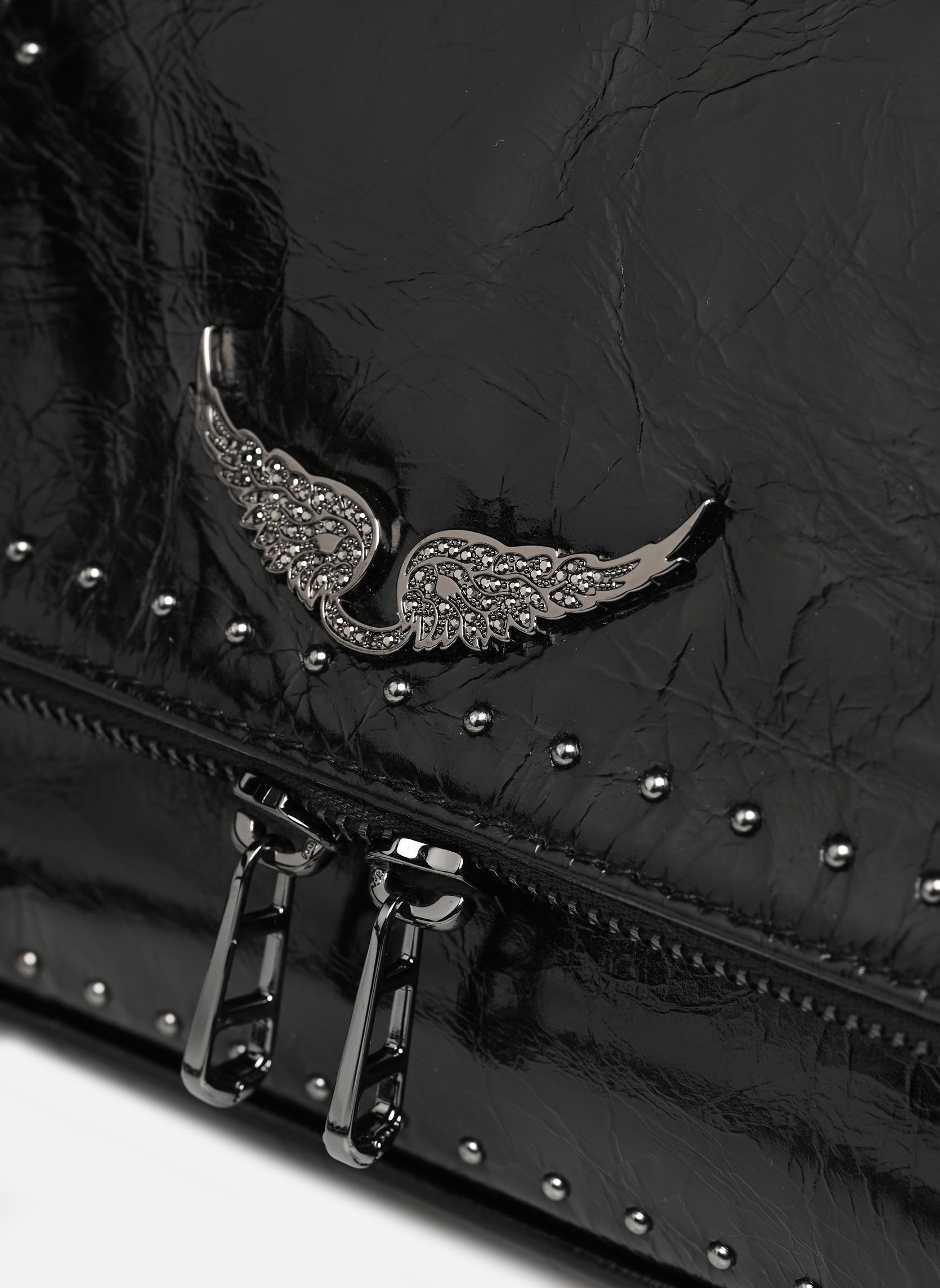 Umhängetaschen ROCKY II VINTAGE PATENT STUDS damen schwarz Zadig & Voltaire Umhängetaschen ROCKY II VINTAGE PATENT STUDS damen schwarz Black