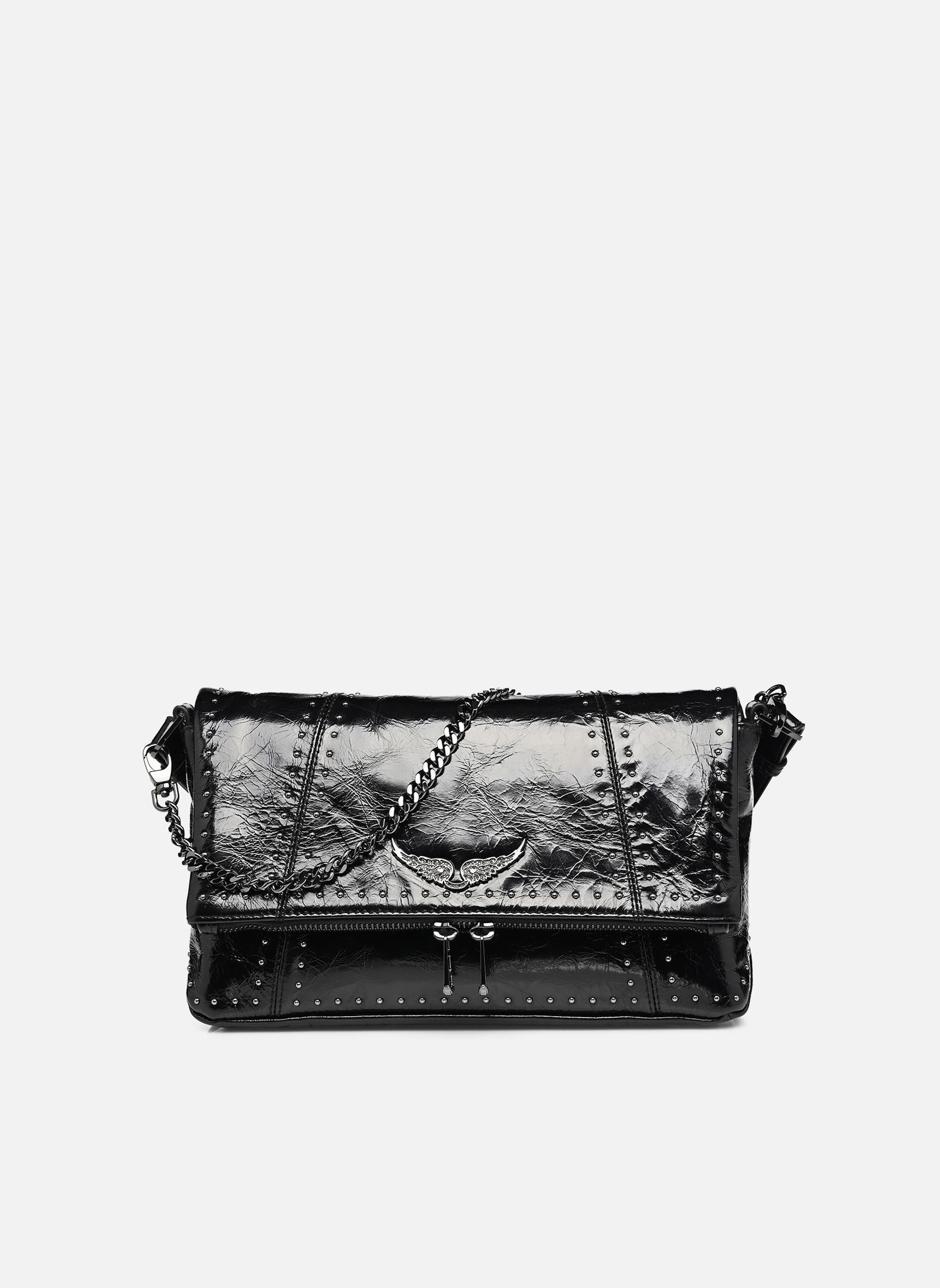 Umhängetaschen ROCKY II VINTAGE PATENT STUDS damen schwarz Zadig & Voltaire Umhängetaschen ROCKY II VINTAGE PATENT STUDS damen schwarz Black