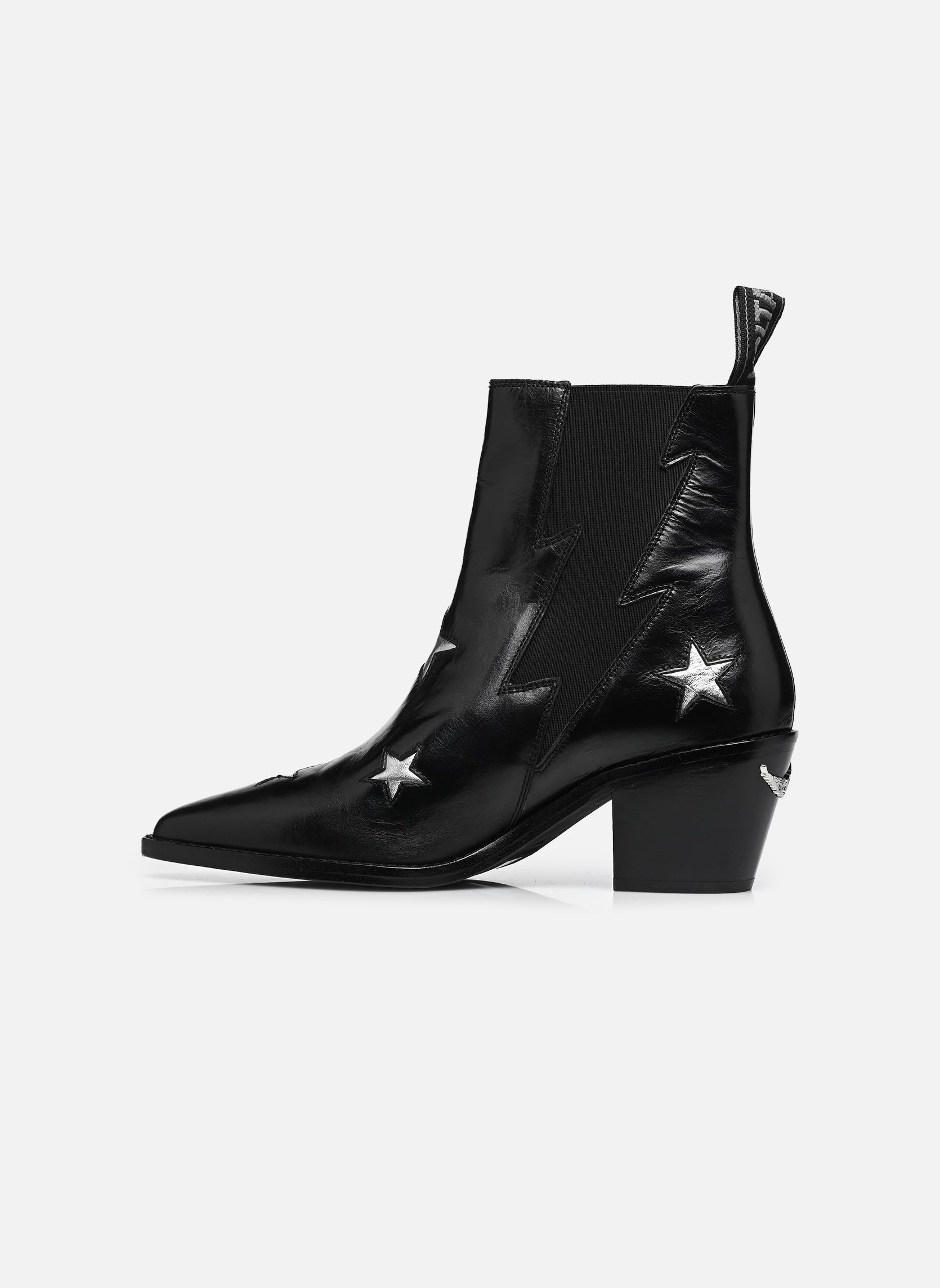 Cowboy-Stiefeletten TYLER STARS VINTAGE PATENT damen schwarz Zadig & Voltaire Cowboy-Stiefeletten TYLER STARS VINTAGE PATENT damen schwarz Black