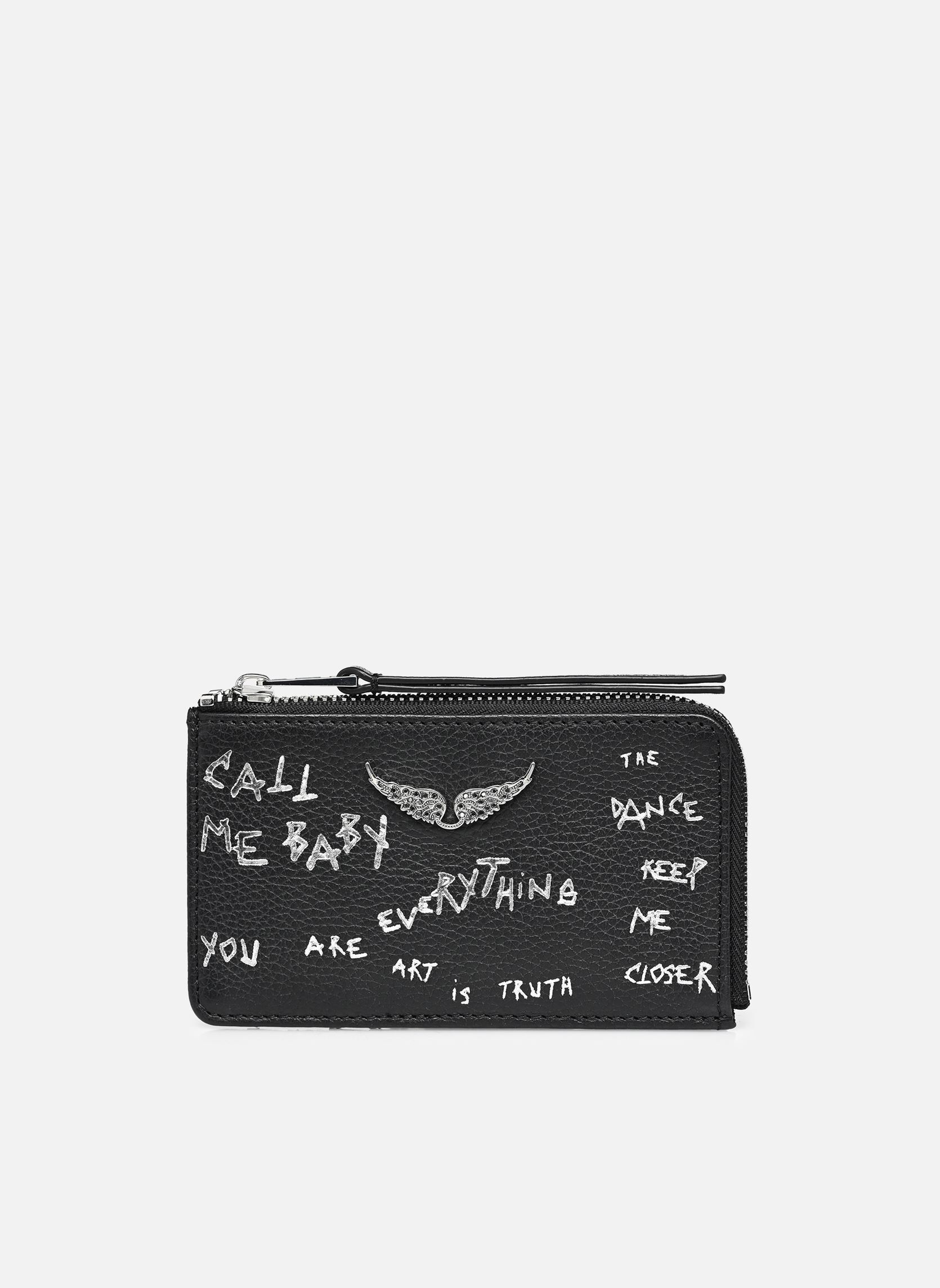 Porta carte di credito ZV CARD GRAINED GRAFFITI donna nero Zadig & Voltaire Porta carte di credito ZV CARD GRAINED GRAFFITI donna nero Black