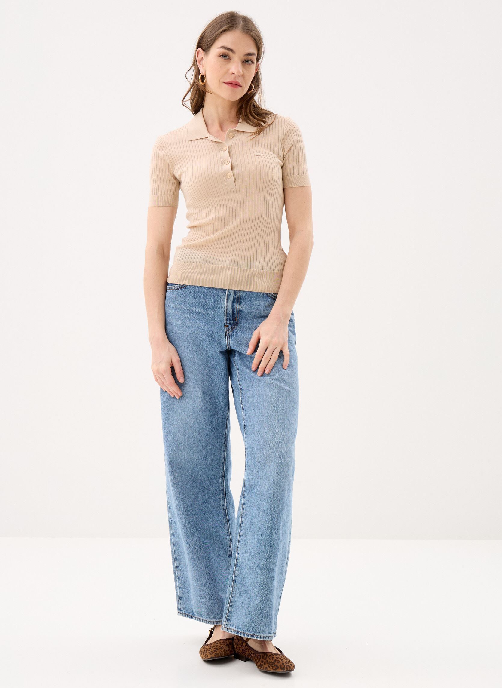 Kurzarm-Poloshirts Sweaters Polo Tricot AF9984 damen beige Lacoste Kurzarm-Poloshirts Sweaters Polo Tricot AF9984 damen beige LIONNE