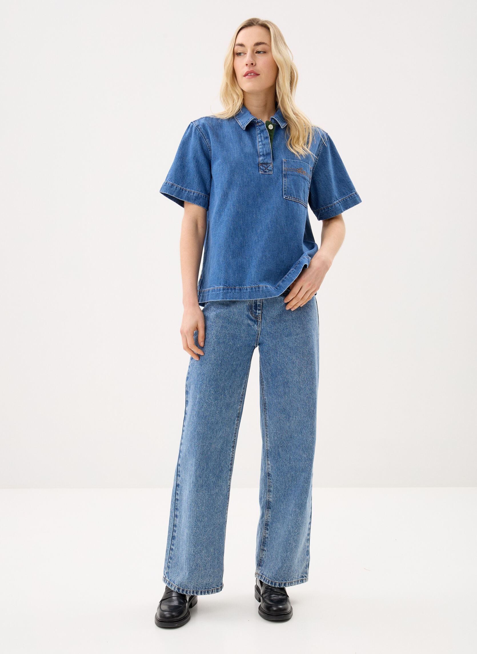 Kurzarm-Hemden Woven Shirt CF0051 damen blau Lacoste Kurzarm-Hemden Woven Shirt CF0051 damen blau MEDIUM BLUE