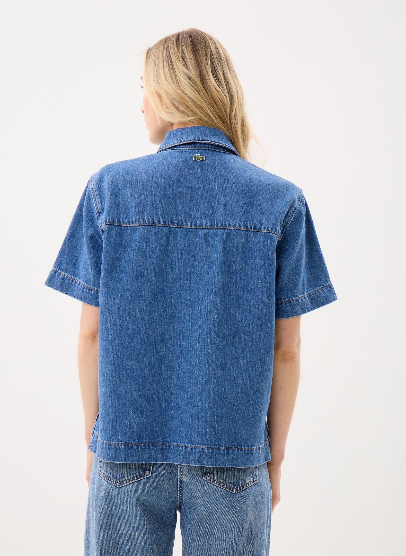 Kurzarm-Hemden Woven Shirt CF0051 damen blau Lacoste Kurzarm-Hemden Woven Shirt CF0051 damen blau MEDIUM BLUE