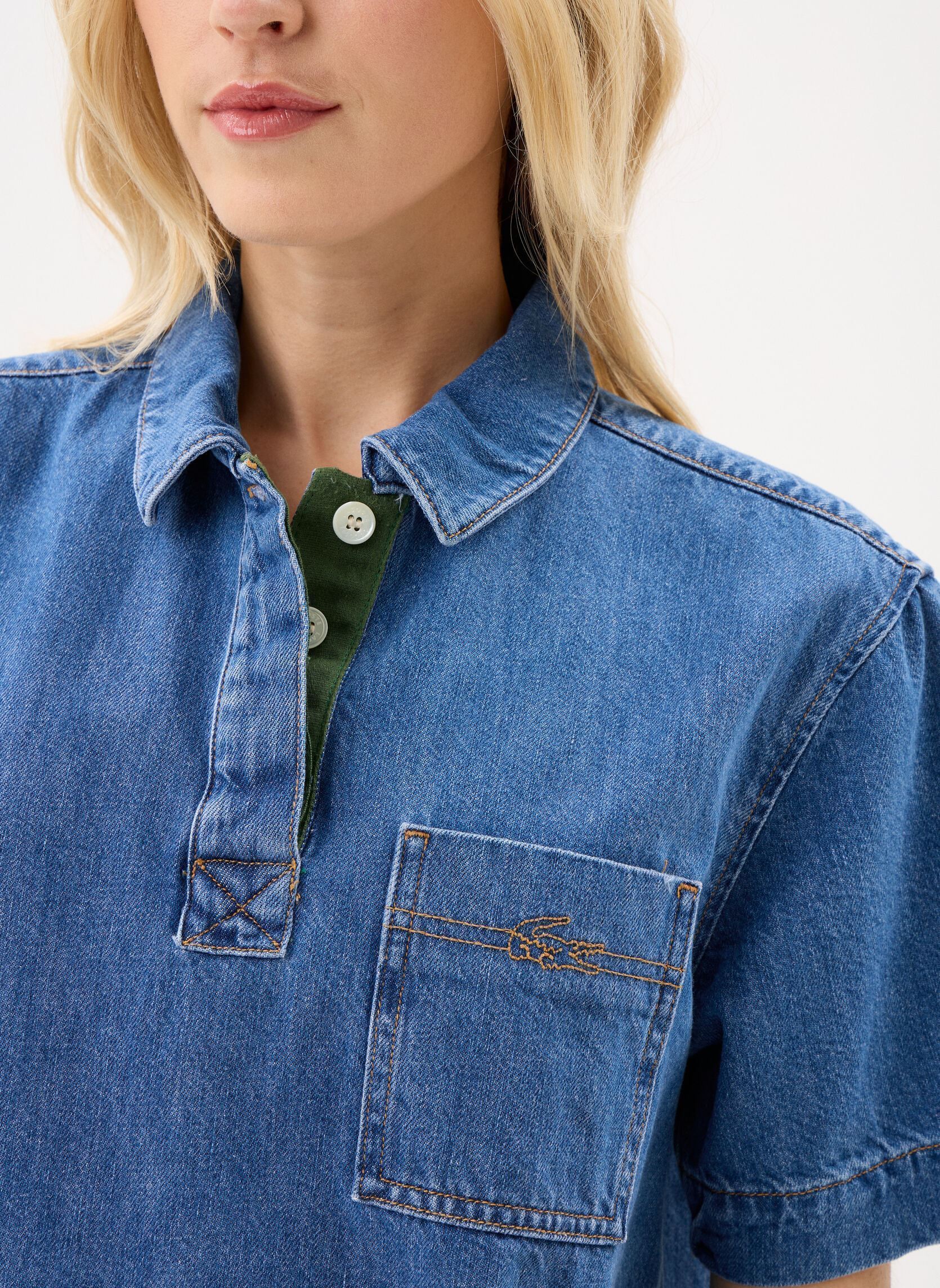 Kurzarm-Hemden Woven Shirt CF0051 damen blau Lacoste Kurzarm-Hemden Woven Shirt CF0051 damen blau MEDIUM BLUE