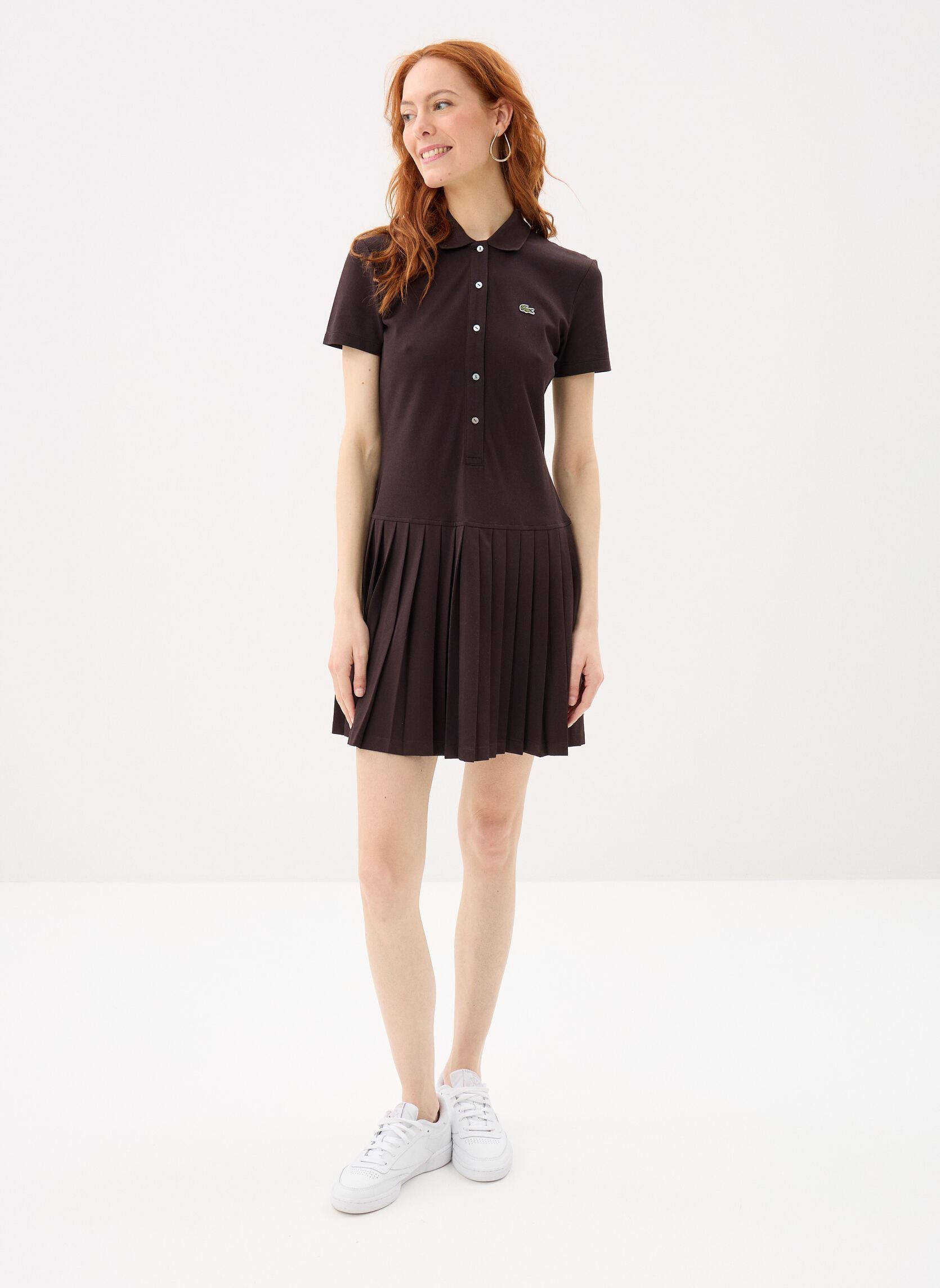 Kleider Robe Maille EF1822 damen braun Lacoste Kleider Robe Maille EF1822 damen braun BUFFLE