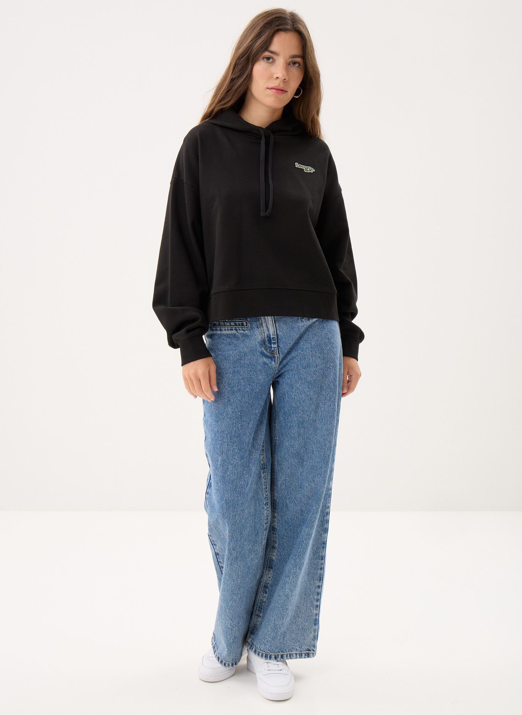 Kapuzenpullover Sweatshirt SF7607 damen schwarz Lacoste Kapuzenpullover Sweatshirt SF7607 damen schwarz NOIR