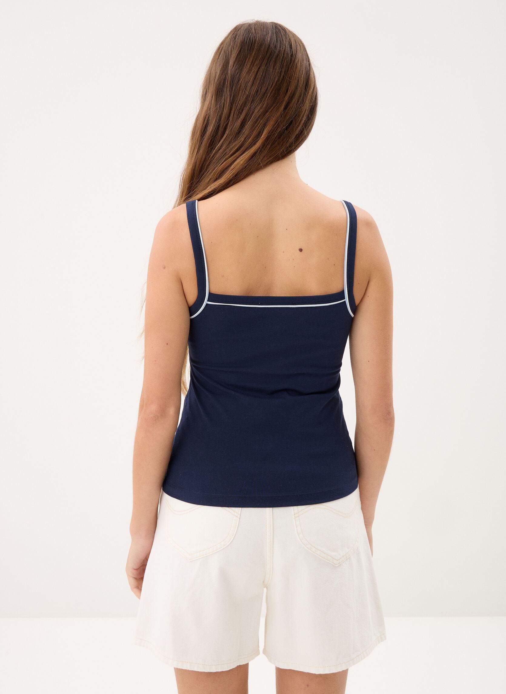 Tops Top TF9902 damen blau Lacoste Tops Top TF9902 damen blau MARINE/CHAMBRAY-FARINE