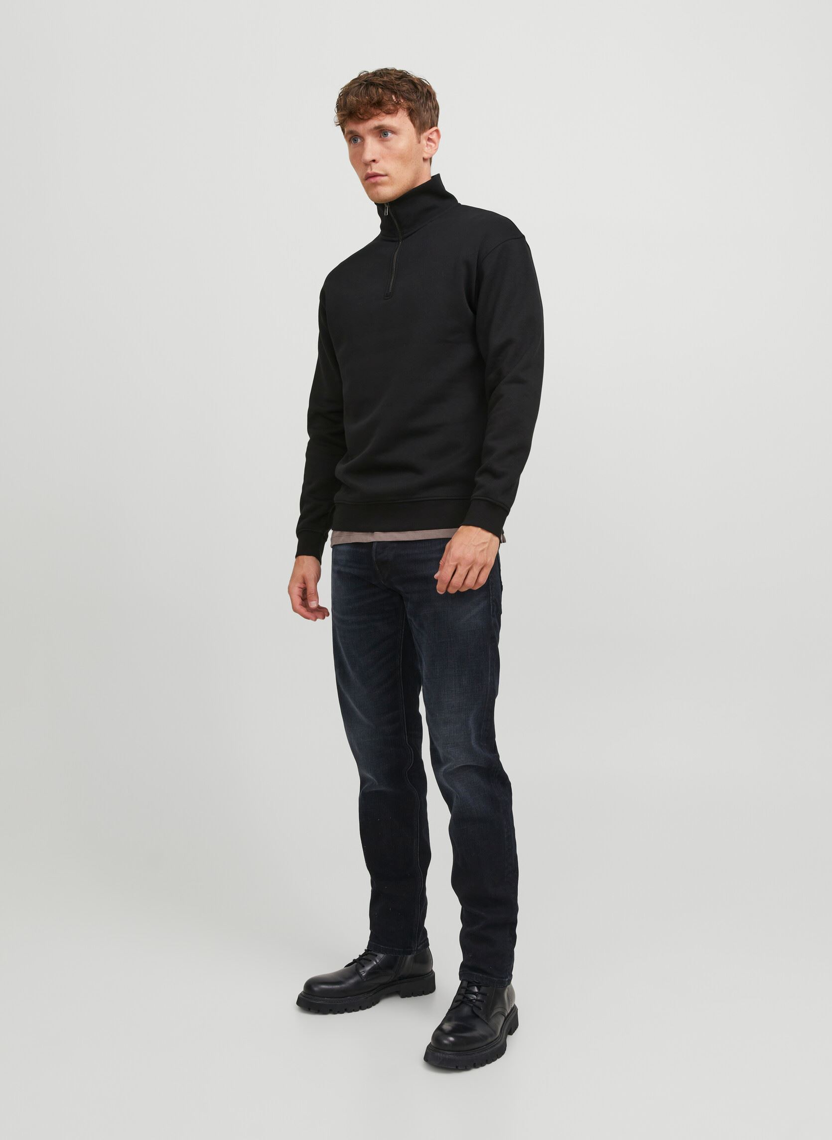Sweaters met rits Jjebradley Sweat Half Zip Noos heren zwart Jack & Jones Sweaters met rits Jjebradley Sweat Half Zip Noos heren zwart BLACK