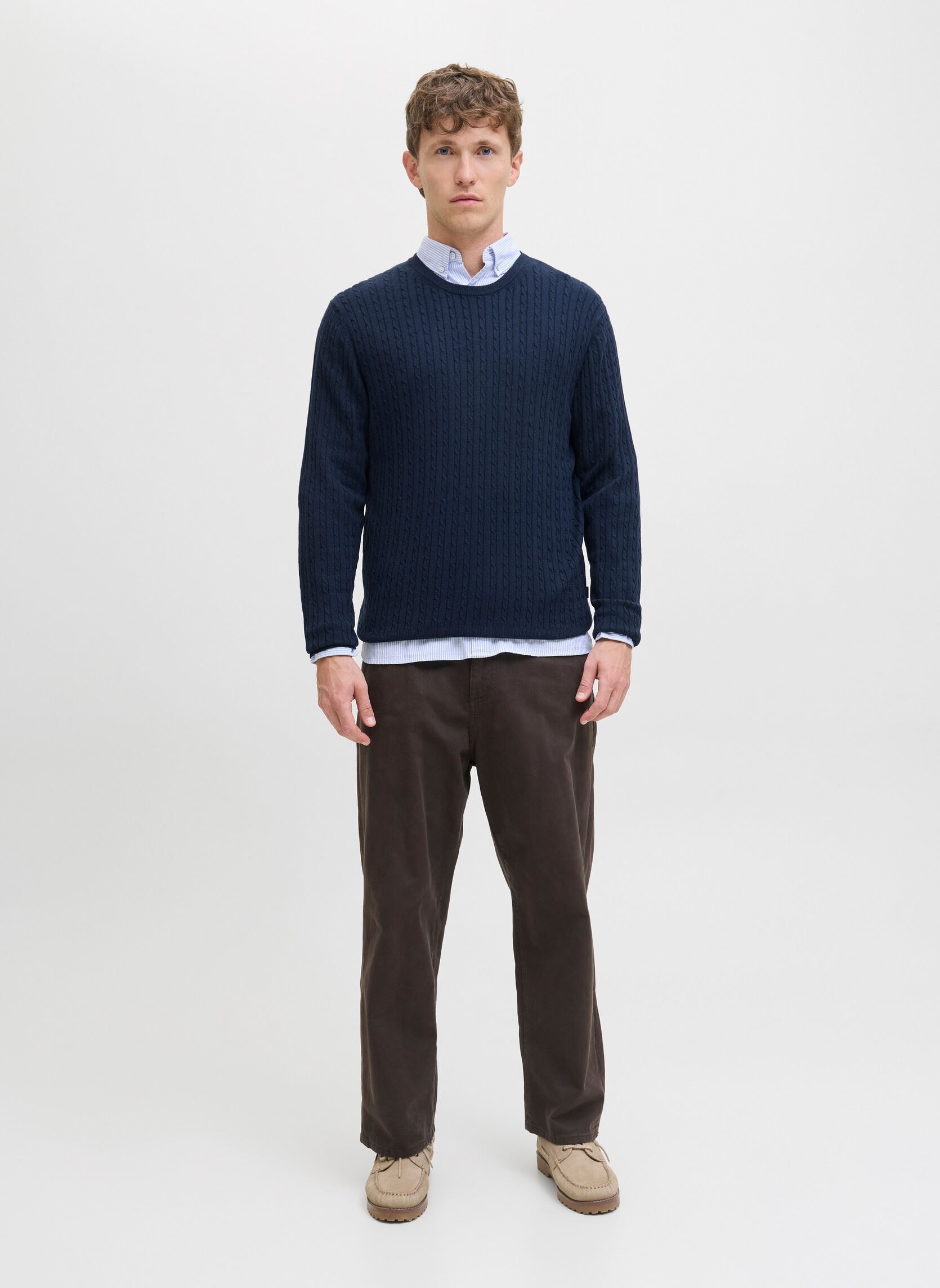 Pulls Jjeemil Knit Cable Crew Neck Noos homme bleu Jack & Jones Pulls Jjeemil Knit Cable Crew Neck Noos homme bleu NAVY BLAZER