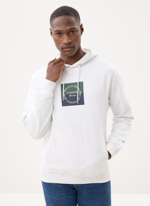 Jack & Jones Sweats zippés Jorcatskills Square Branding Sweat Hood homme blanc