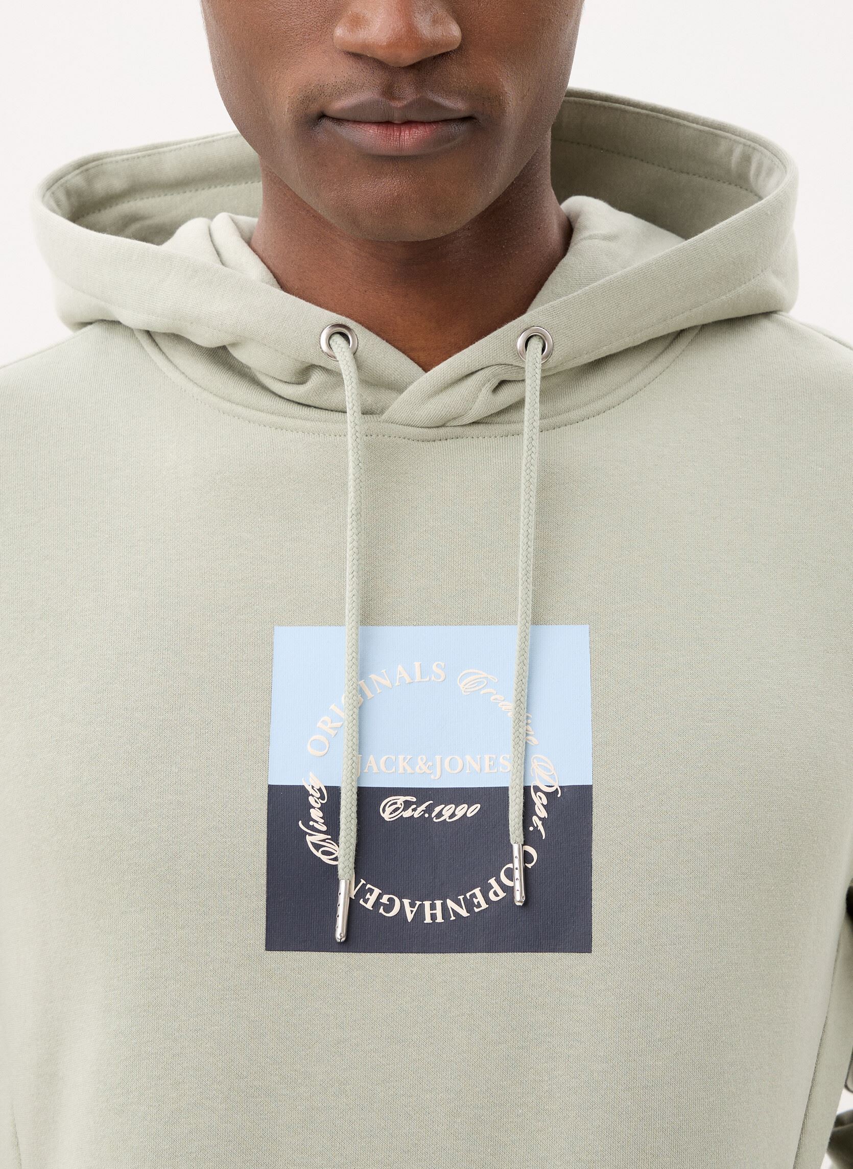 Sweaters met rits Jorcatskills Square Branding Sweat Hood heren groen Jack & Jones Sweaters met rits Jorcatskills Square Branding Sweat Hood heren groen SEAGRASS