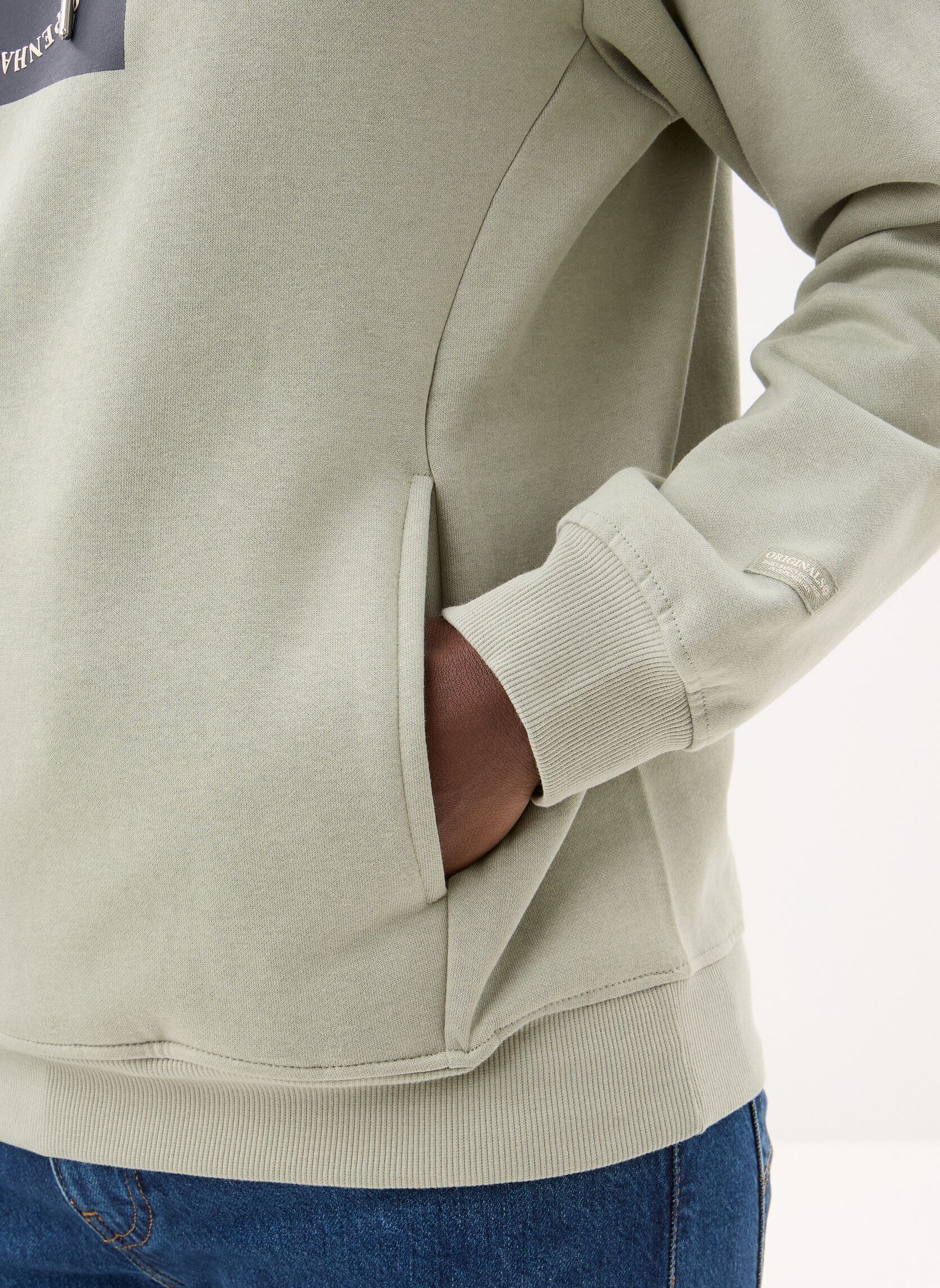 Sweaters met rits Jorcatskills Square Branding Sweat Hood heren groen Jack & Jones Sweaters met rits Jorcatskills Square Branding Sweat Hood heren groen SEAGRASS