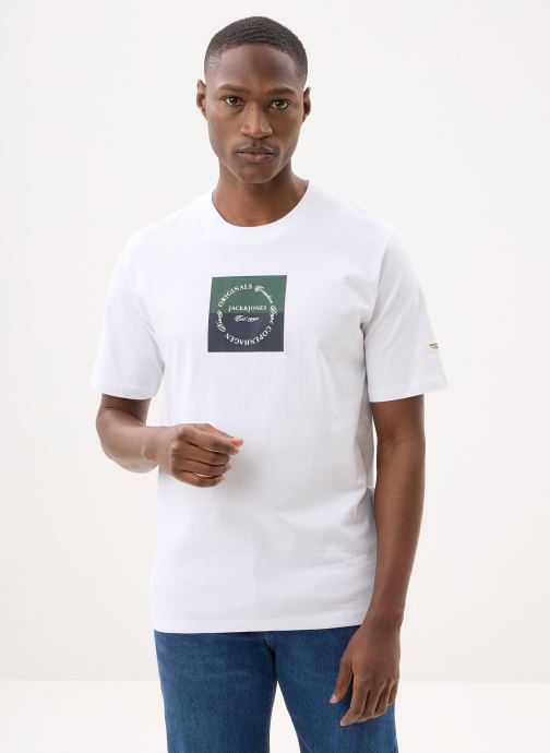 Jack & Jones T-shirts met korte mouwen Jorcatskills Square Branding Tee Sscn Ln heren wit