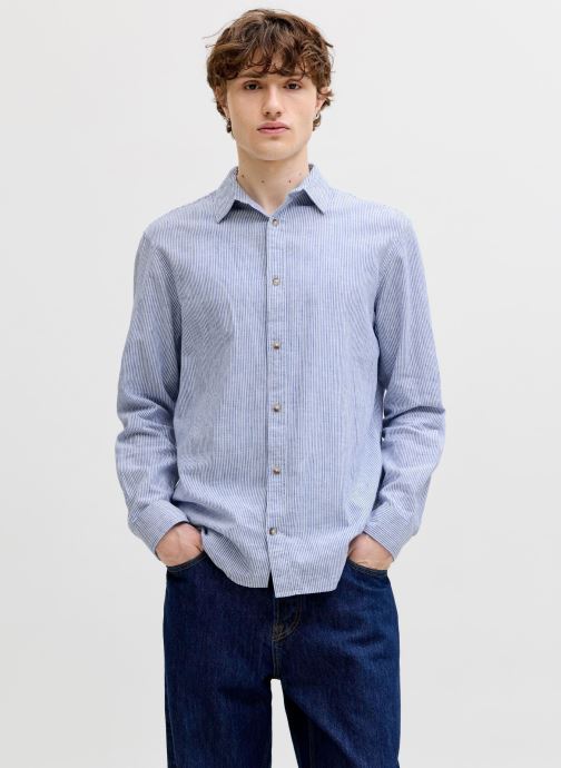 Jack & Jones Hemden Jjesummer Linen Blend Shirt L/S Sn herren blau