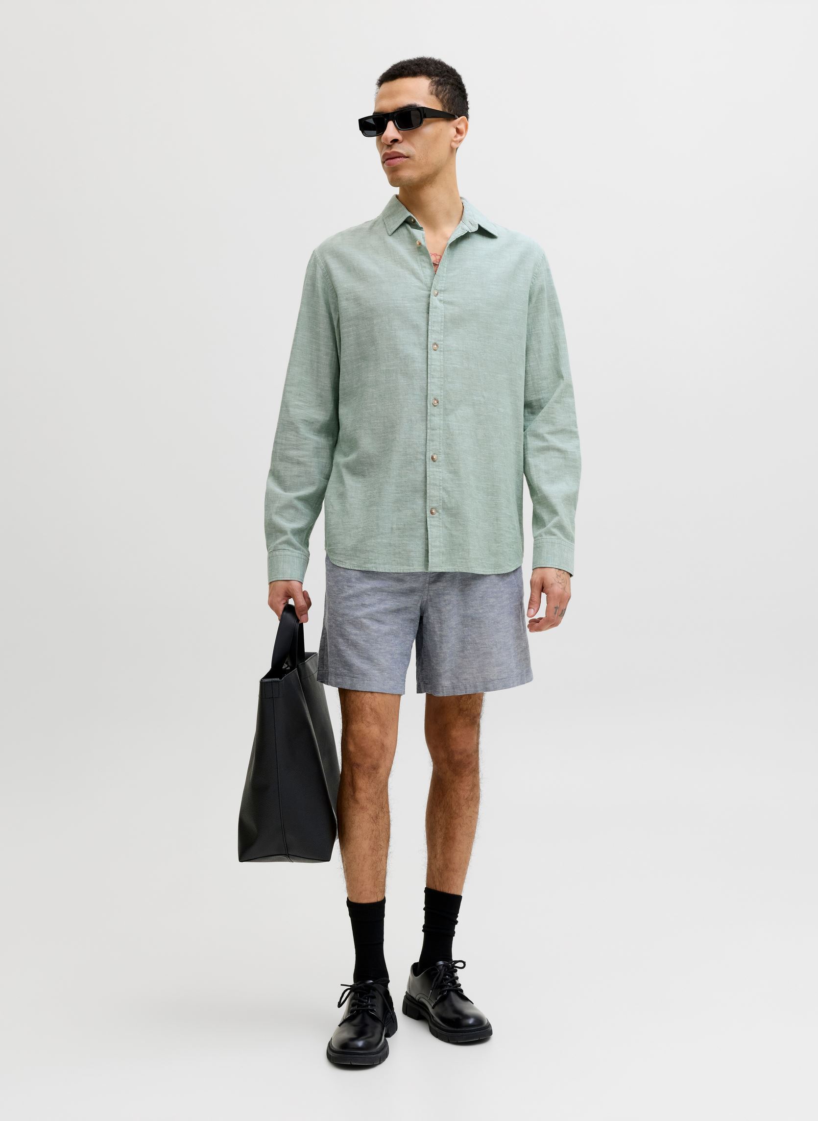 Hemden Jjesummer Linen Blend Shirt L/S Sn herren grün Jack & Jones Hemden Jjesummer Linen Blend Shirt L/S Sn herren grün GRANITE GREEN