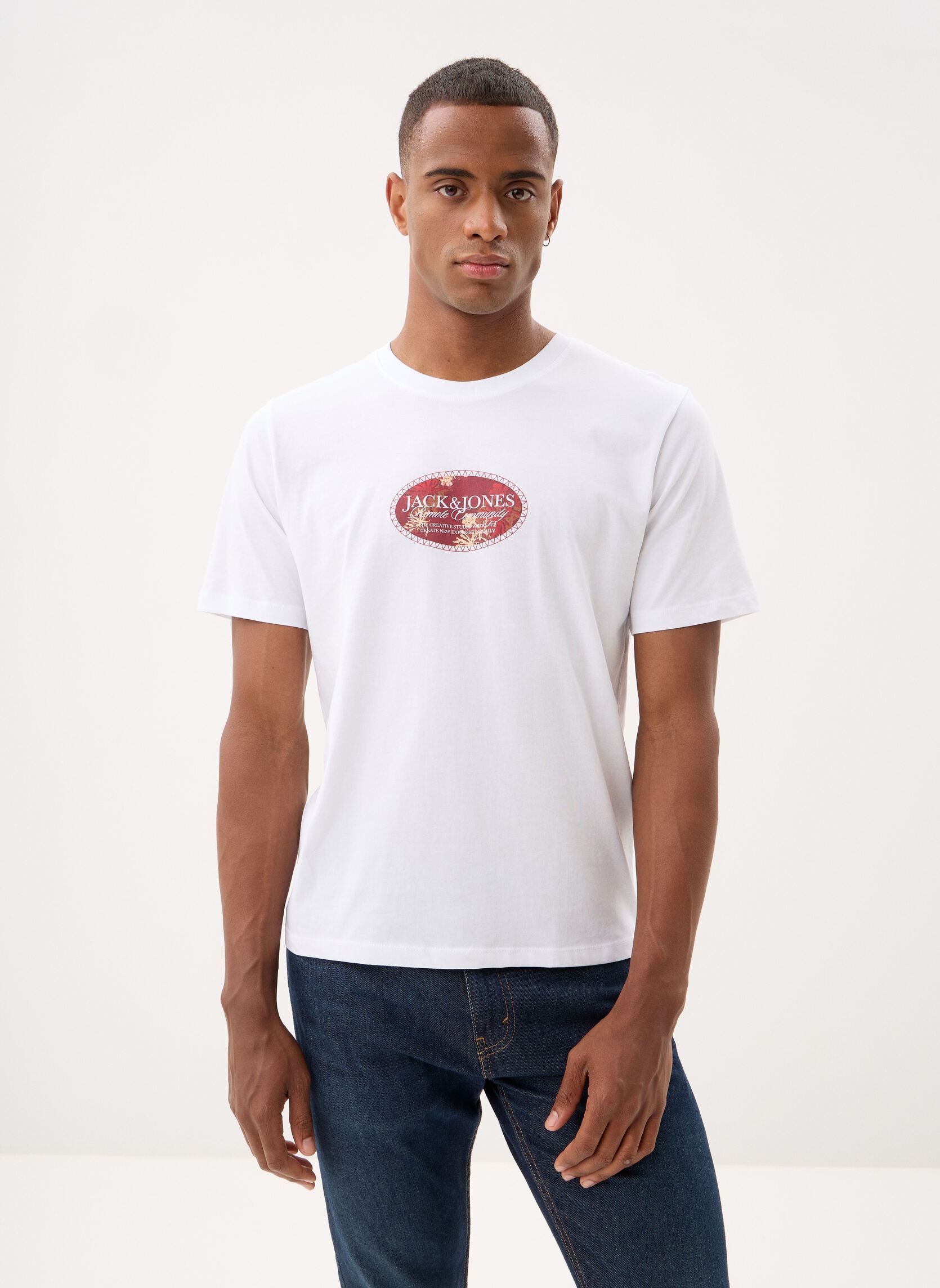 Tee-shirts Jormontauk Front Tee Ss Crew Neck Fst homme blanc Jack & Jones Tee-shirts Jormontauk Front Tee Ss Crew Neck Fst homme blanc BRIGHT WHITE