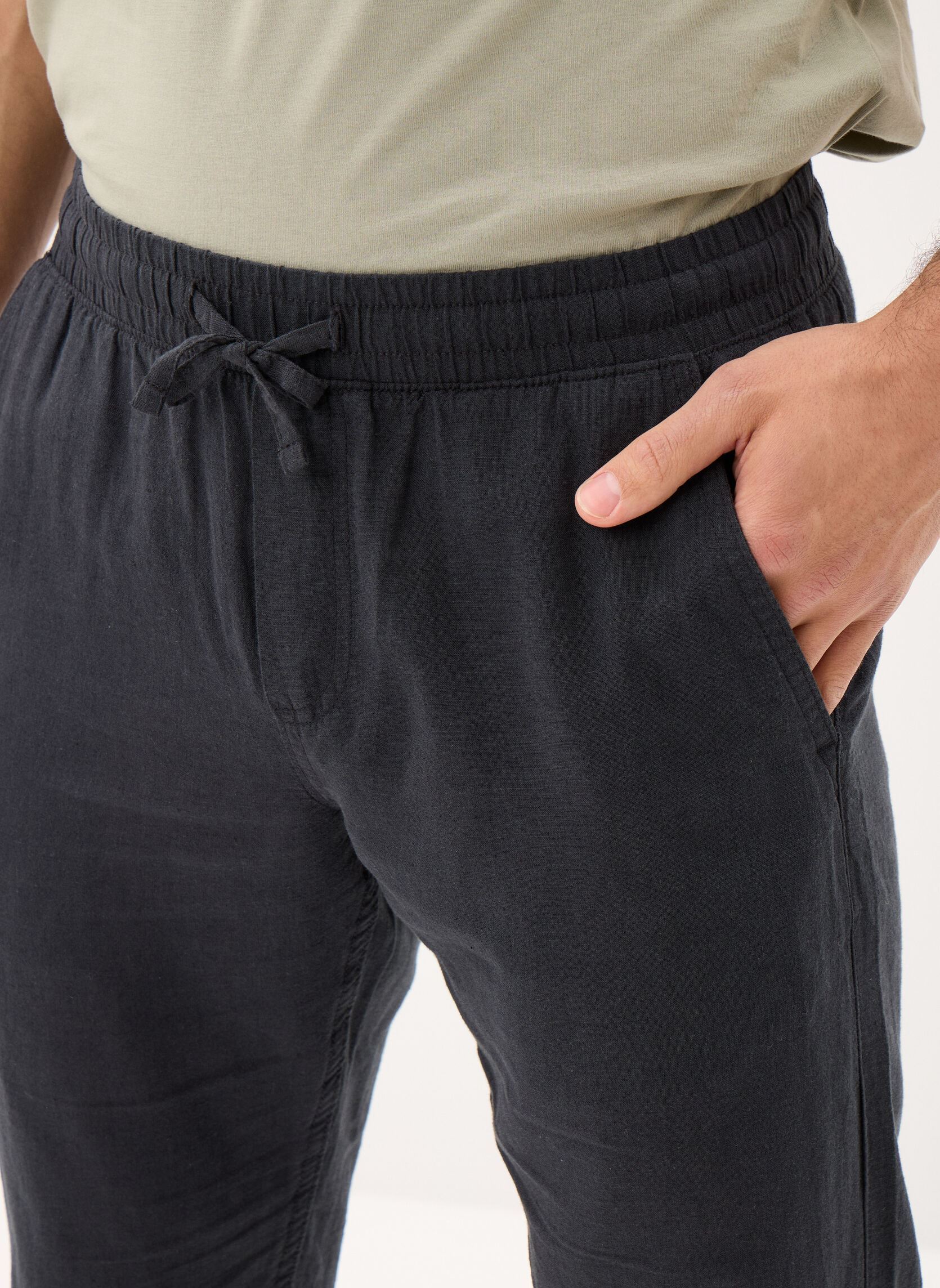 Joggingbroeken Jpstkane Summer Linen Blend Jogger Sn heren zwart Jack & Jones Joggingbroeken Jpstkane Summer Linen Blend Jogger Sn heren zwart BLACK