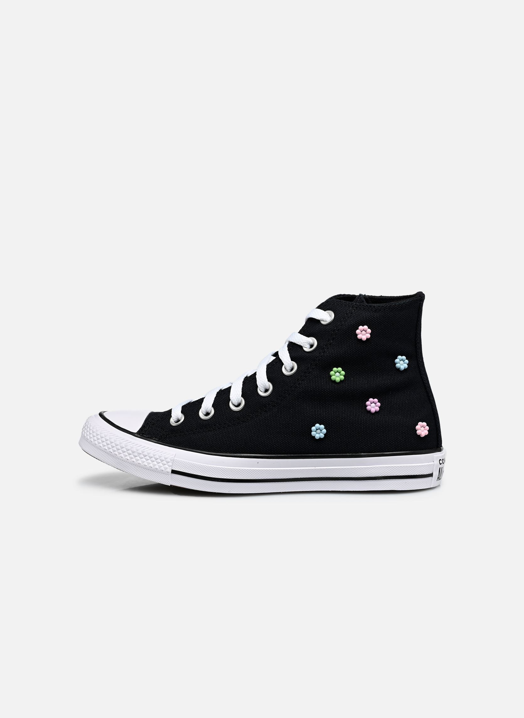 Leinen-Sneaker Chuck Taylor All Star Studded Floral Hi damen schwarz Converse Leinen-Sneaker Chuck Taylor All Star Studded Floral Hi damen schwarz BLACK/NEW FOUND BLOOM