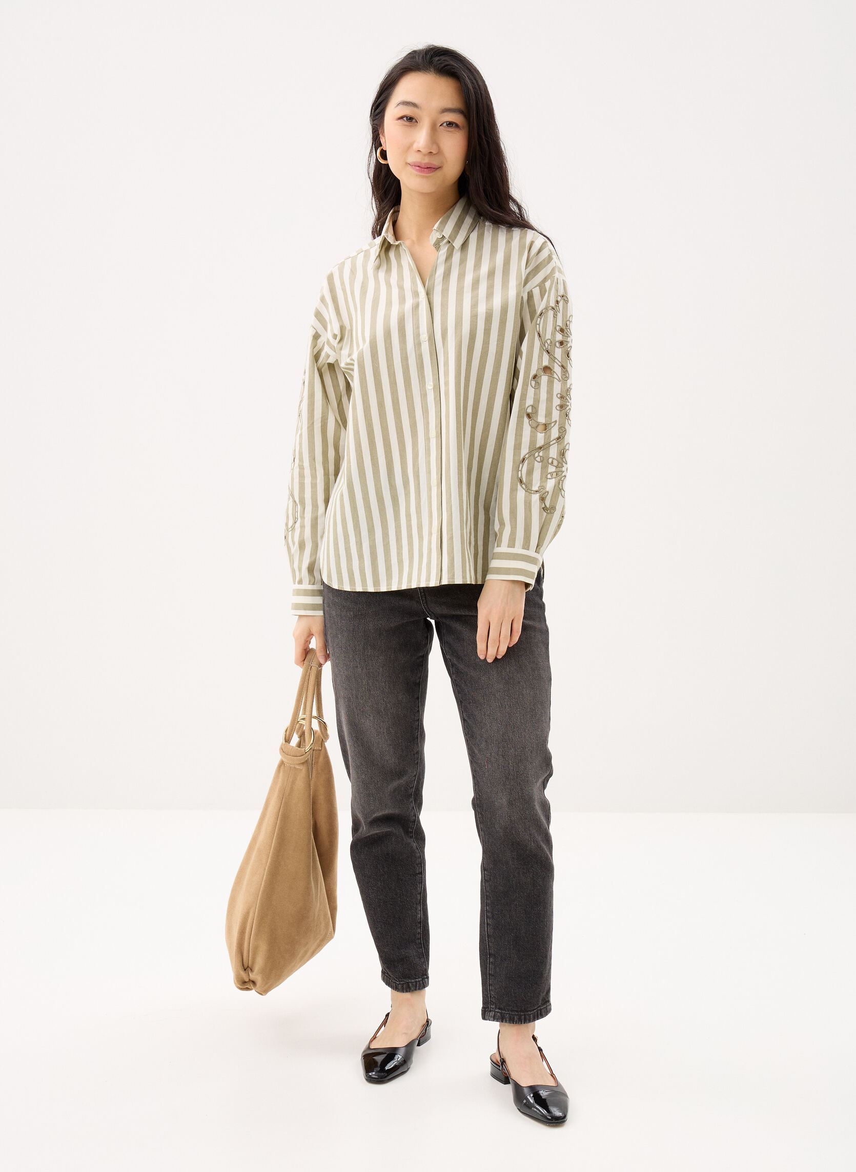 Chemises manches longues B312085 femme vert IKKS Women Chemises manches longues B312085 femme vert 56-KAKI