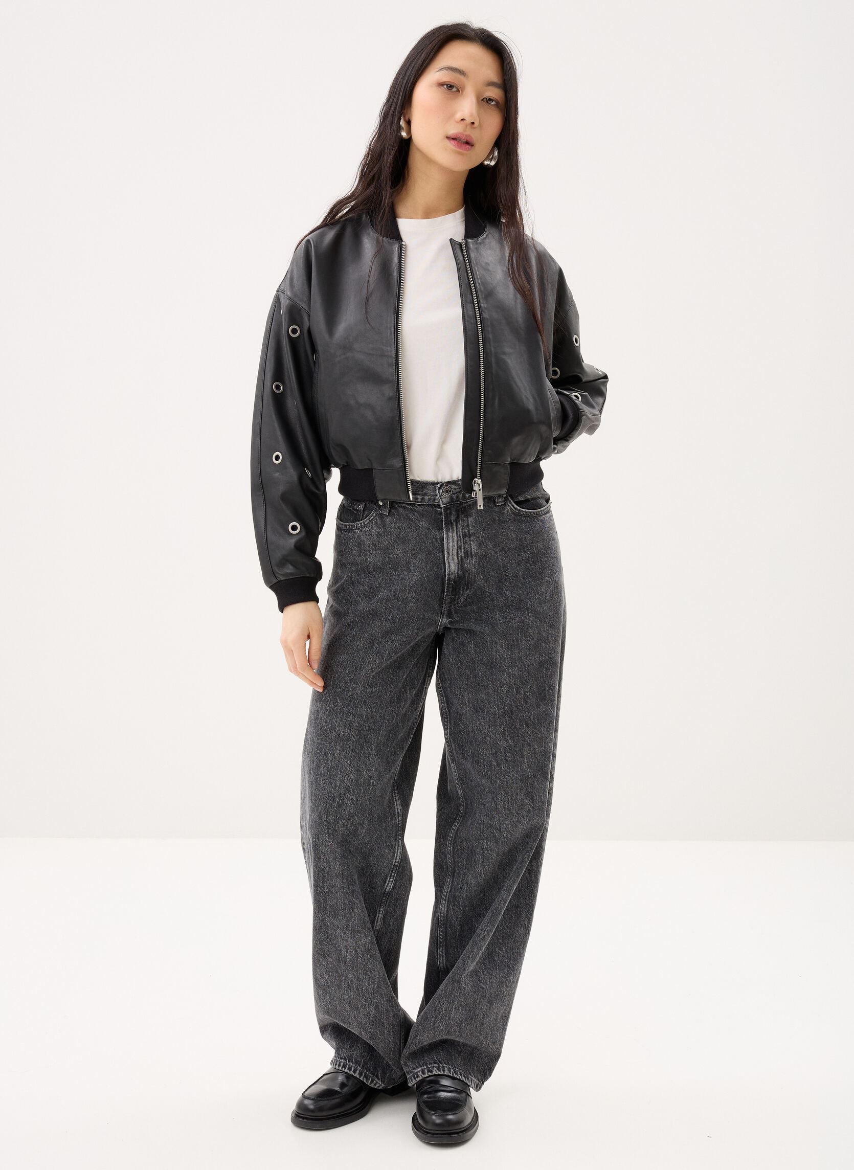 Vestes en cuir B348055 femme noir IKKS Women Vestes en cuir B348055 femme noir 02-NOIR