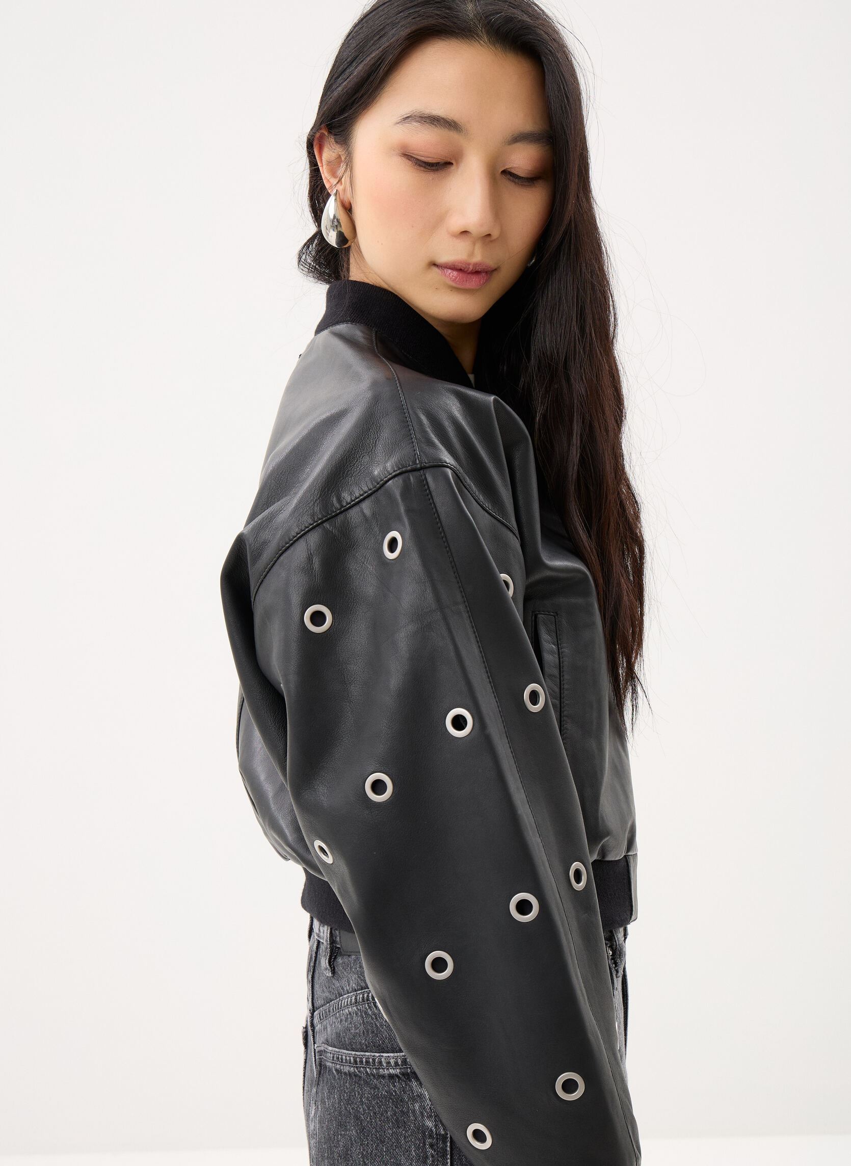 Vestes en cuir B348055 femme noir IKKS Women Vestes en cuir B348055 femme noir 02-NOIR