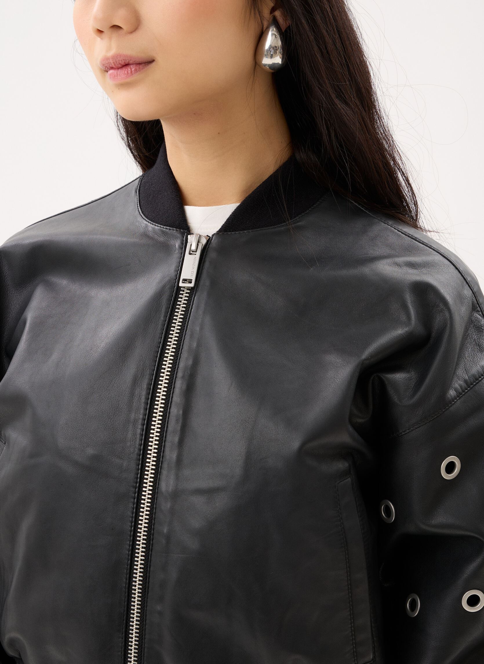 Vestes en cuir B348055 femme noir IKKS Women Vestes en cuir B348055 femme noir 02-NOIR
