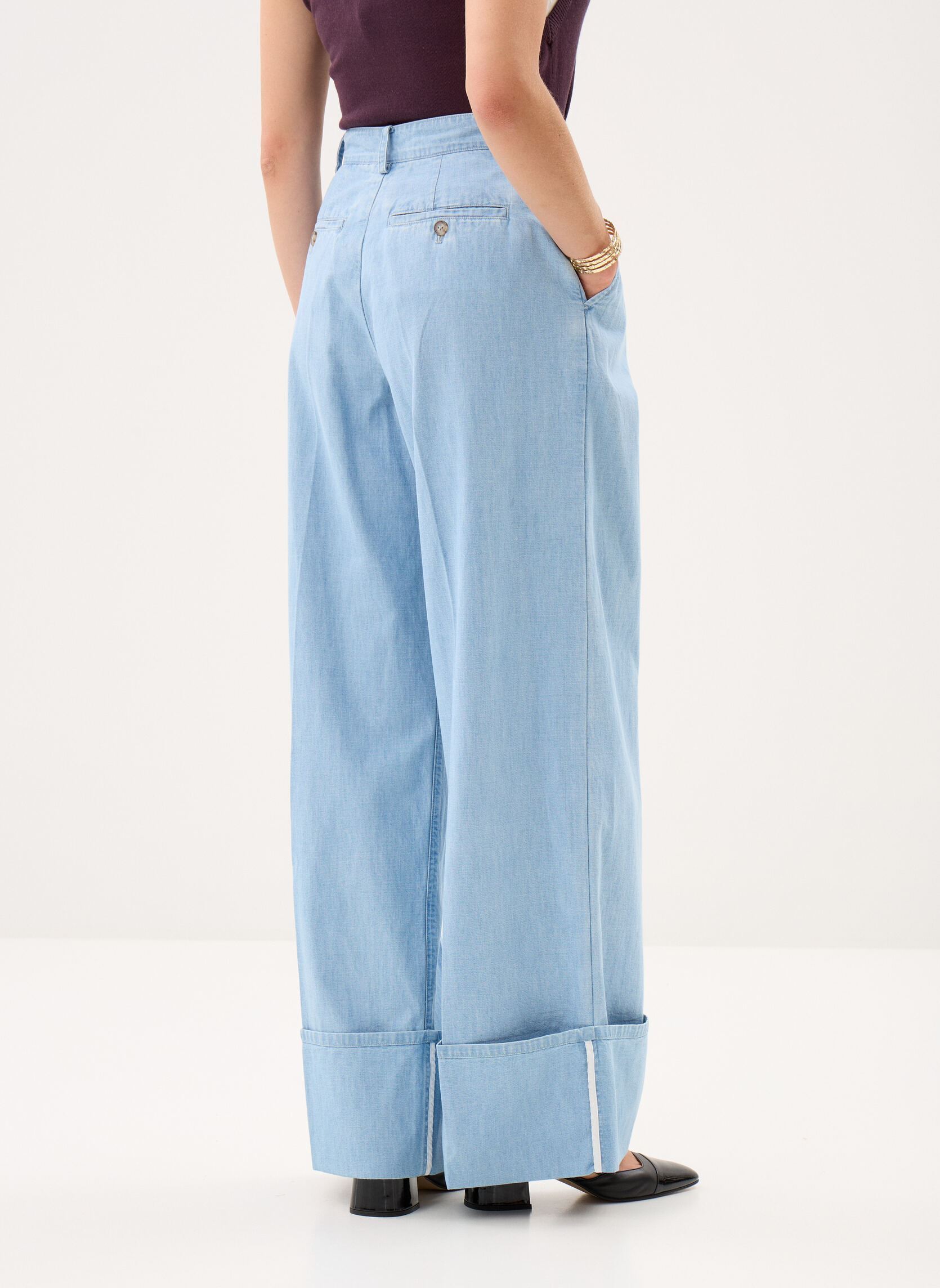 Pantalons larges B322225 femme bleu IKKS Women Pantalons larges B322225 femme bleu 43-TURQUOISE