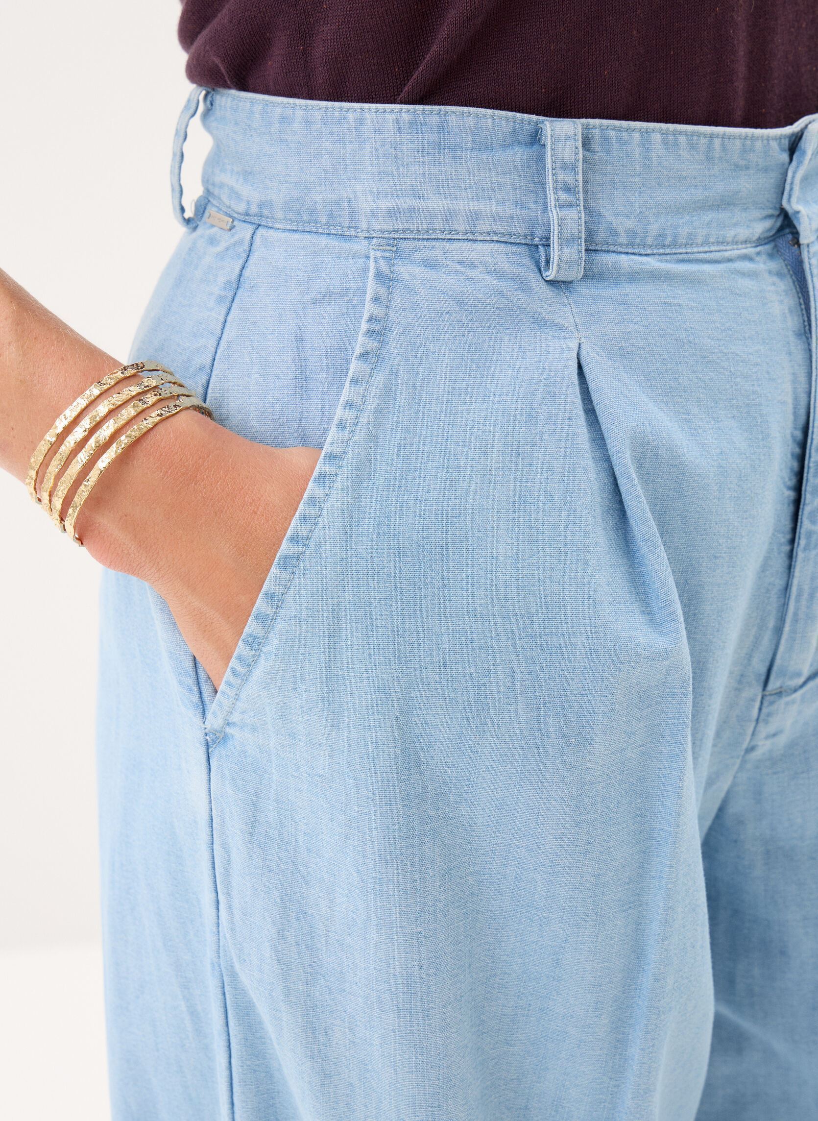 Pantalons larges B322225 femme bleu IKKS Women Pantalons larges B322225 femme bleu 43-TURQUOISE