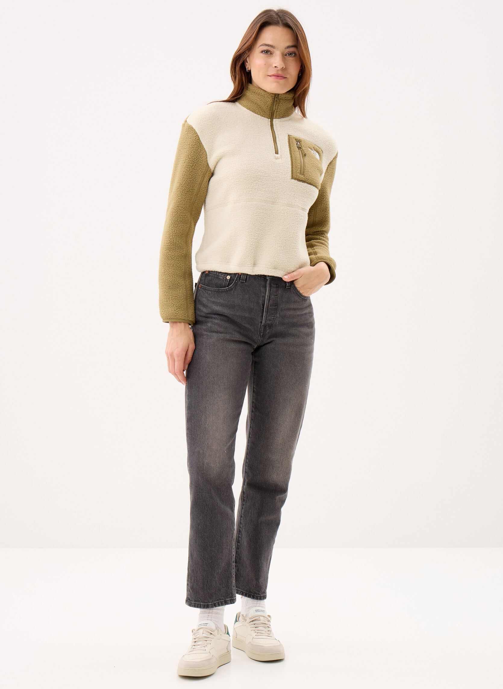 Fleece-Jacken W Yumiori 1/4 Zip damen weiß The North Face Fleece-Jacken W Yumiori 1/4 Zip damen weiß DESERT STONE/CE