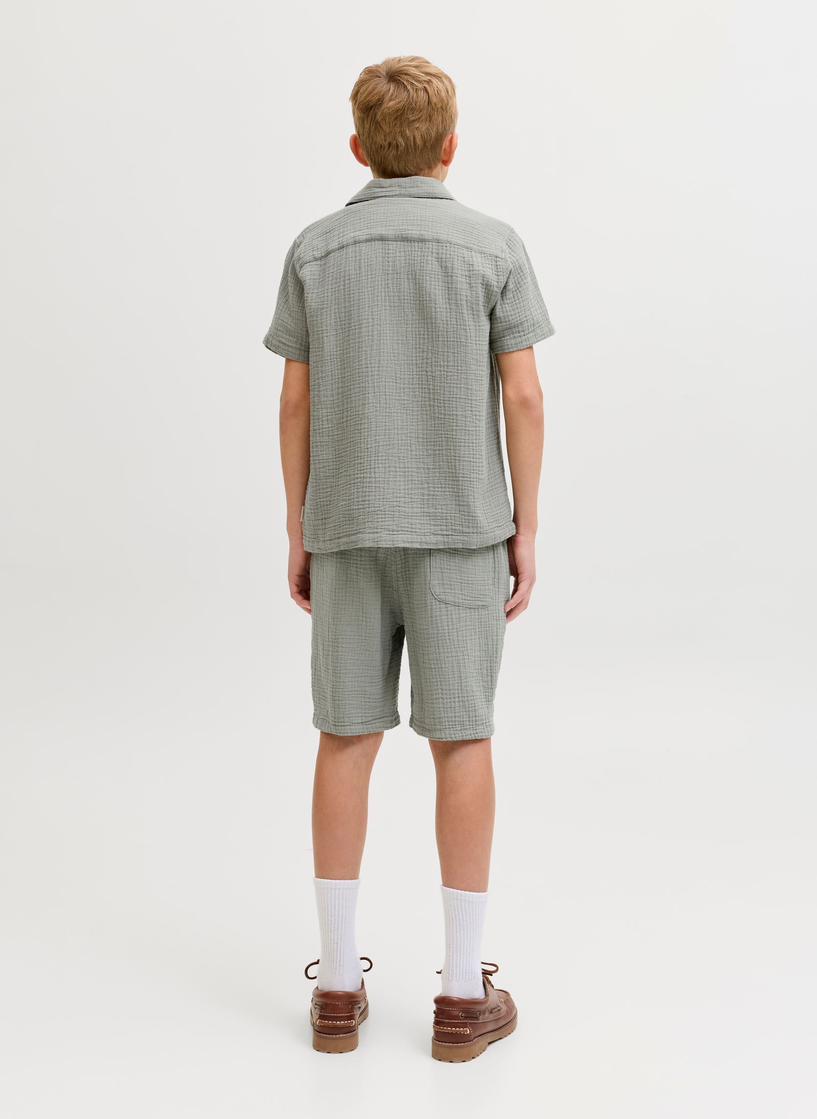 Chemises manches courtes Jornantucket Double Cloth Shirt Ss Jnr garçon vert Jack & Jones Chemises manches courtes Jornantucket Double Cloth Shirt Ss Jnr garçon vert SEAGRASS