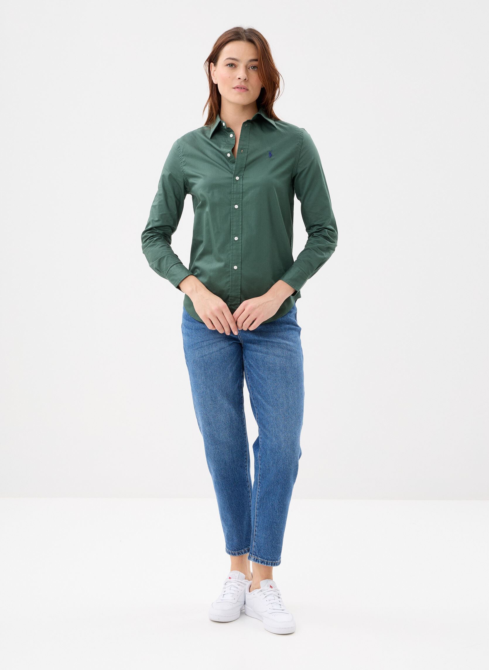 Langarm-Hemden Chemise Classic Fit en sergé de coton damen grün Polo Ralph Lauren Langarm-Hemden Chemise Classic Fit en sergé de coton damen grün DARK GREEN