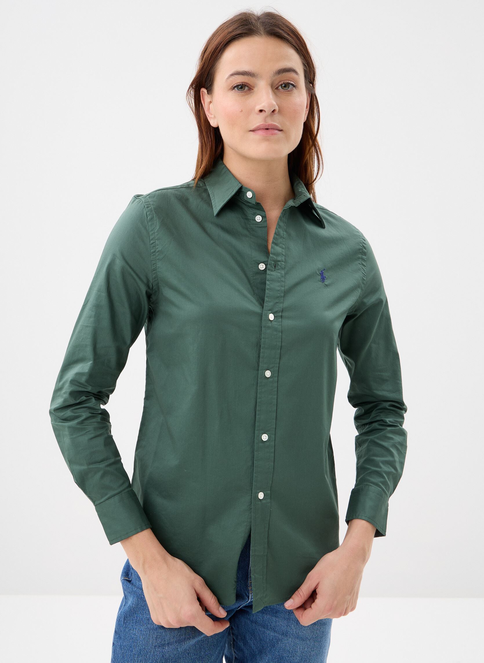 Langarm-Hemden Chemise Classic Fit en sergé de coton damen grün Polo Ralph Lauren Langarm-Hemden Chemise Classic Fit en sergé de coton damen grün DARK GREEN