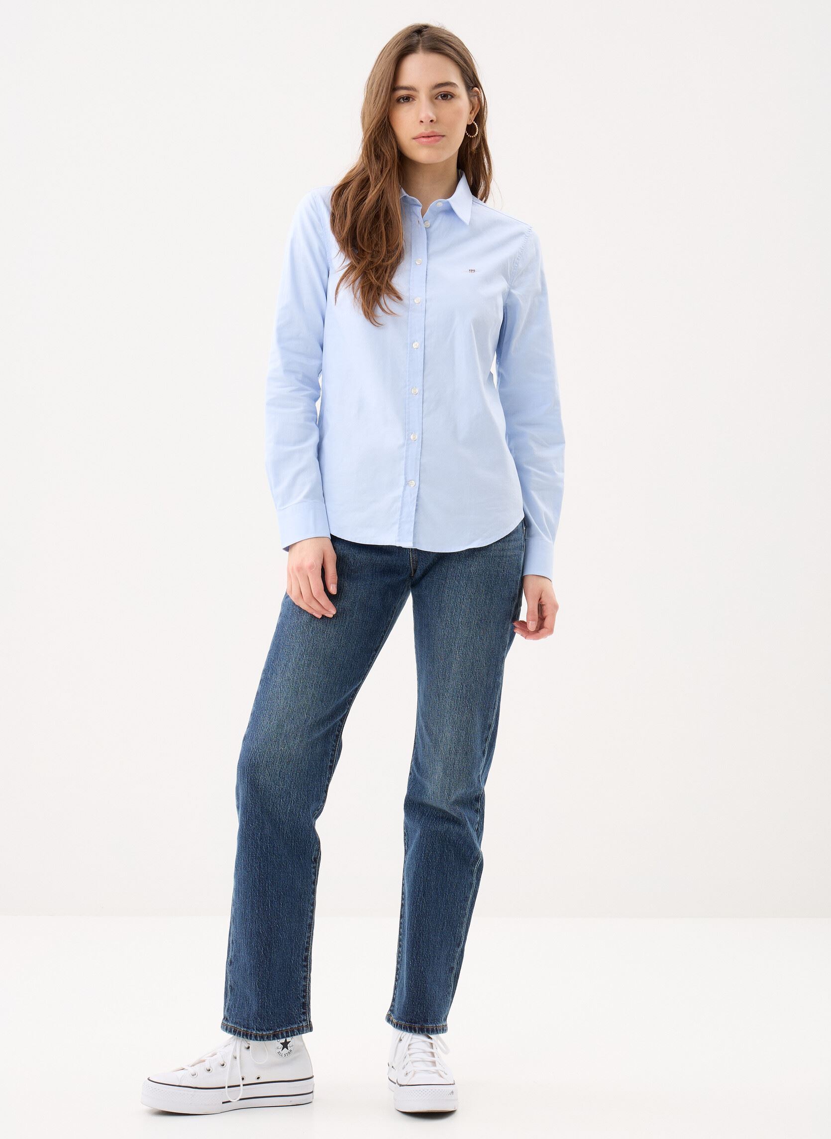 Lange mouw overhemden Slim Stretch Oxford Shirt W dames blauw GANT Lange mouw overhemden Slim Stretch Oxford Shirt W dames blauw BLEU CLAIR