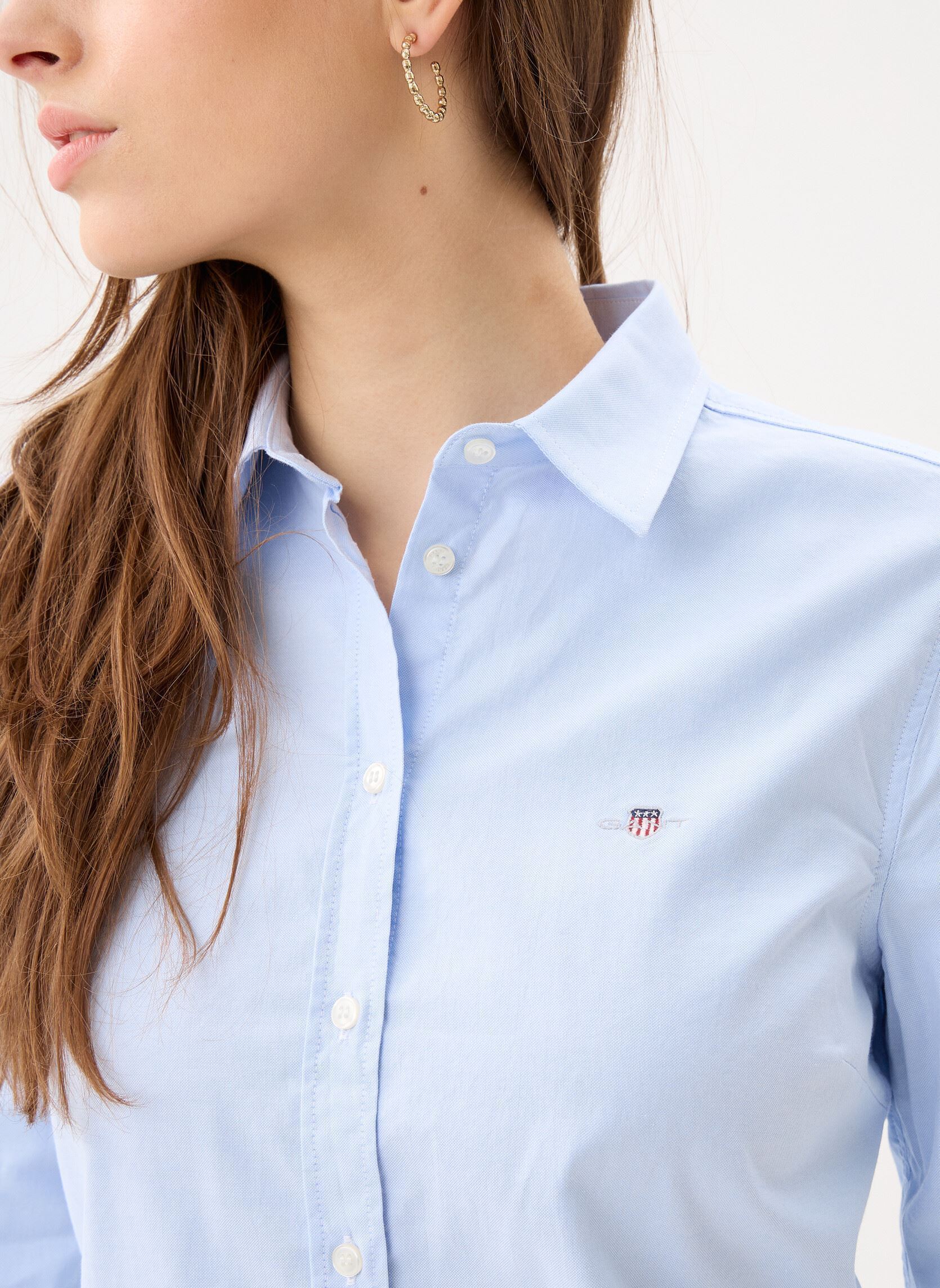 Lange mouw overhemden Slim Stretch Oxford Shirt W dames blauw GANT Lange mouw overhemden Slim Stretch Oxford Shirt W dames blauw BLEU CLAIR