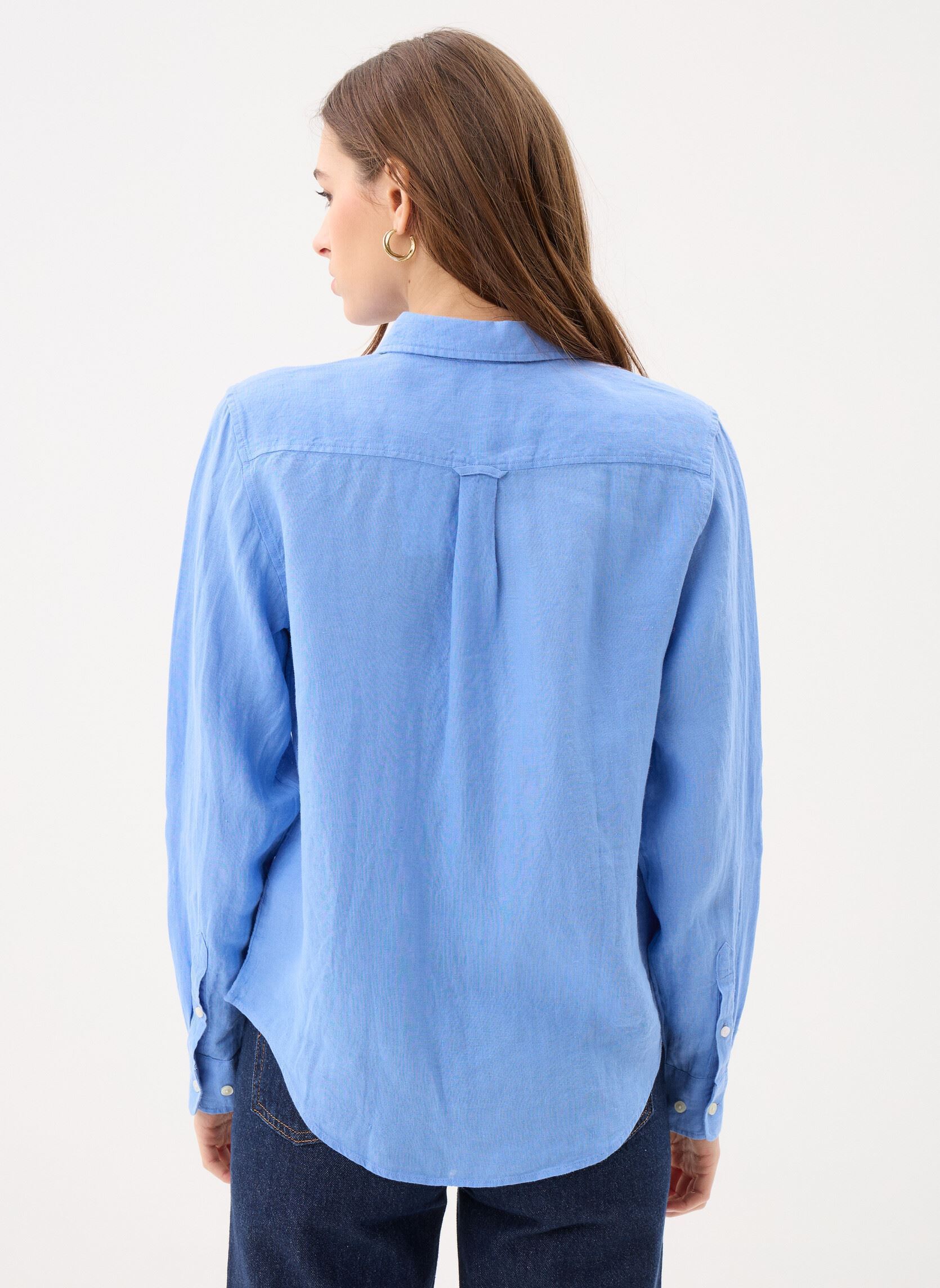 Chemises manches longues Reg Linen Shirt W femme bleu GANT Chemises manches longues Reg Linen Shirt W femme bleu BLEU ORAGE CLAIR
