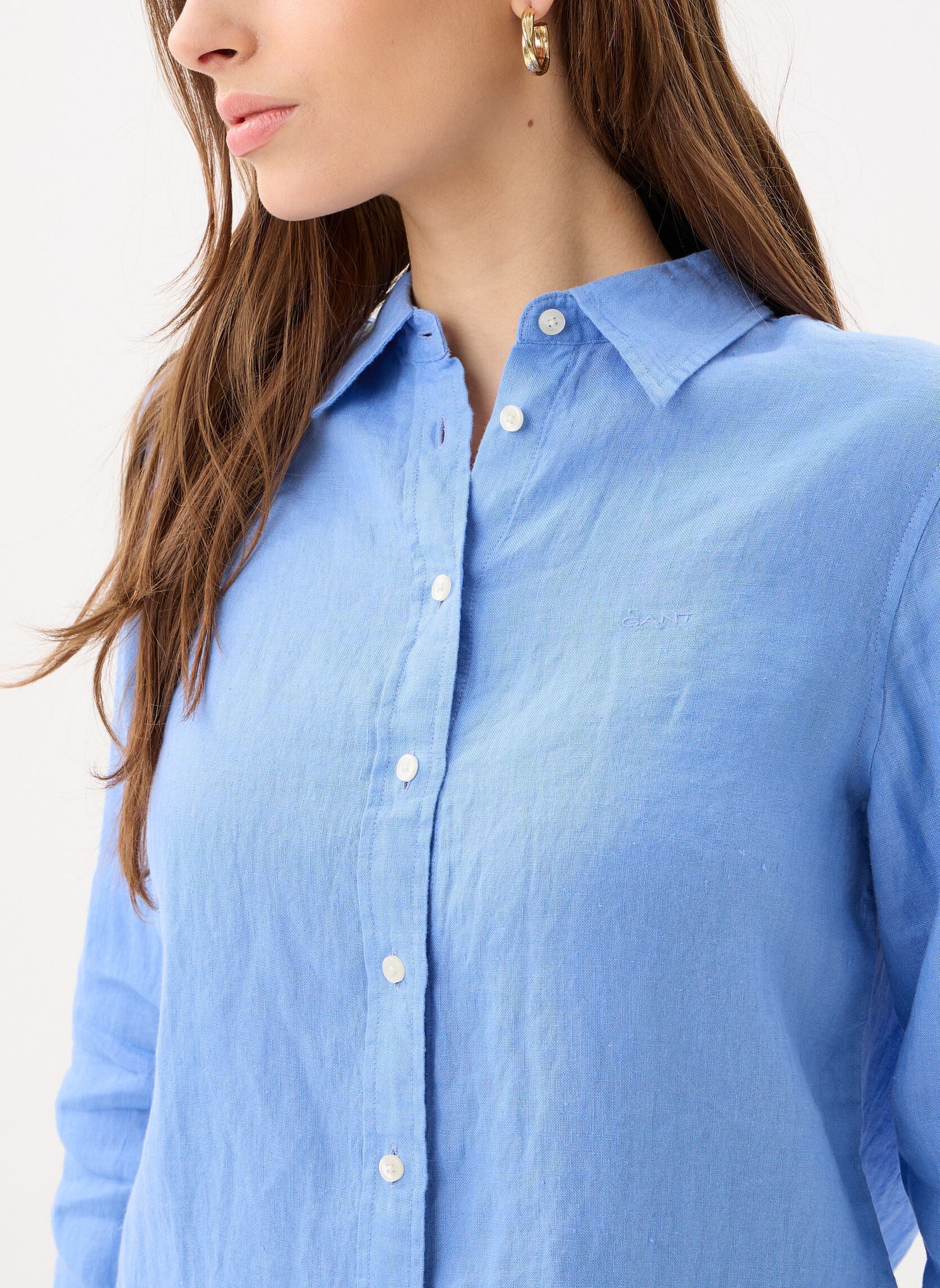 Chemises manches longues Reg Linen Shirt W femme bleu GANT Chemises manches longues Reg Linen Shirt W femme bleu BLEU ORAGE CLAIR