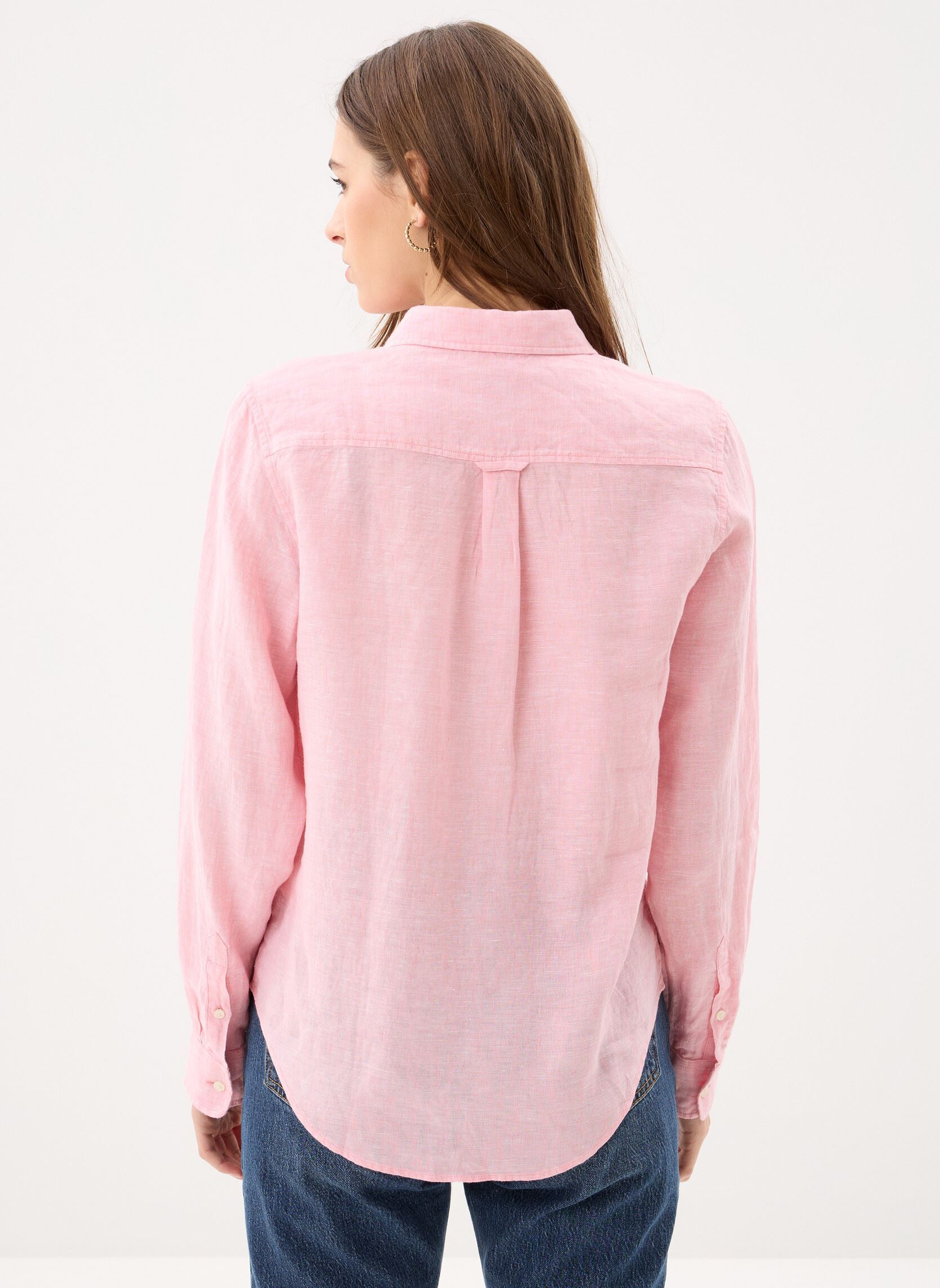 Lange mouw overhemden Reg Linen Shirt W dames roze GANT Lange mouw overhemden Reg Linen Shirt W dames roze ECRU MELANGE