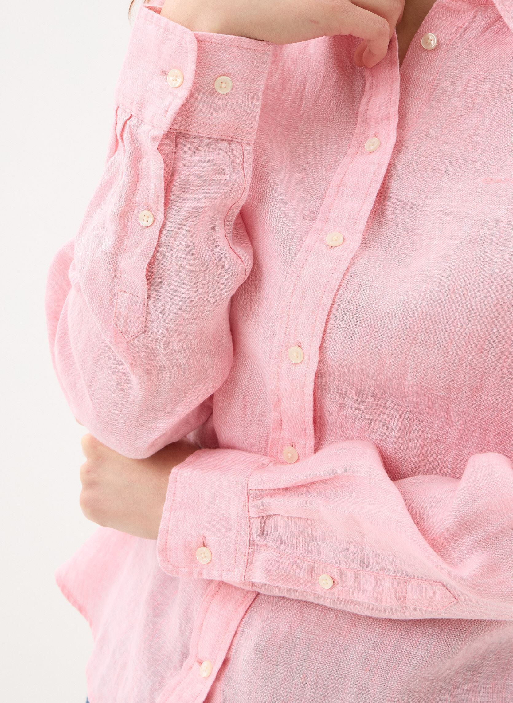 Lange mouw overhemden Reg Linen Shirt W dames roze GANT Lange mouw overhemden Reg Linen Shirt W dames roze ECRU MELANGE
