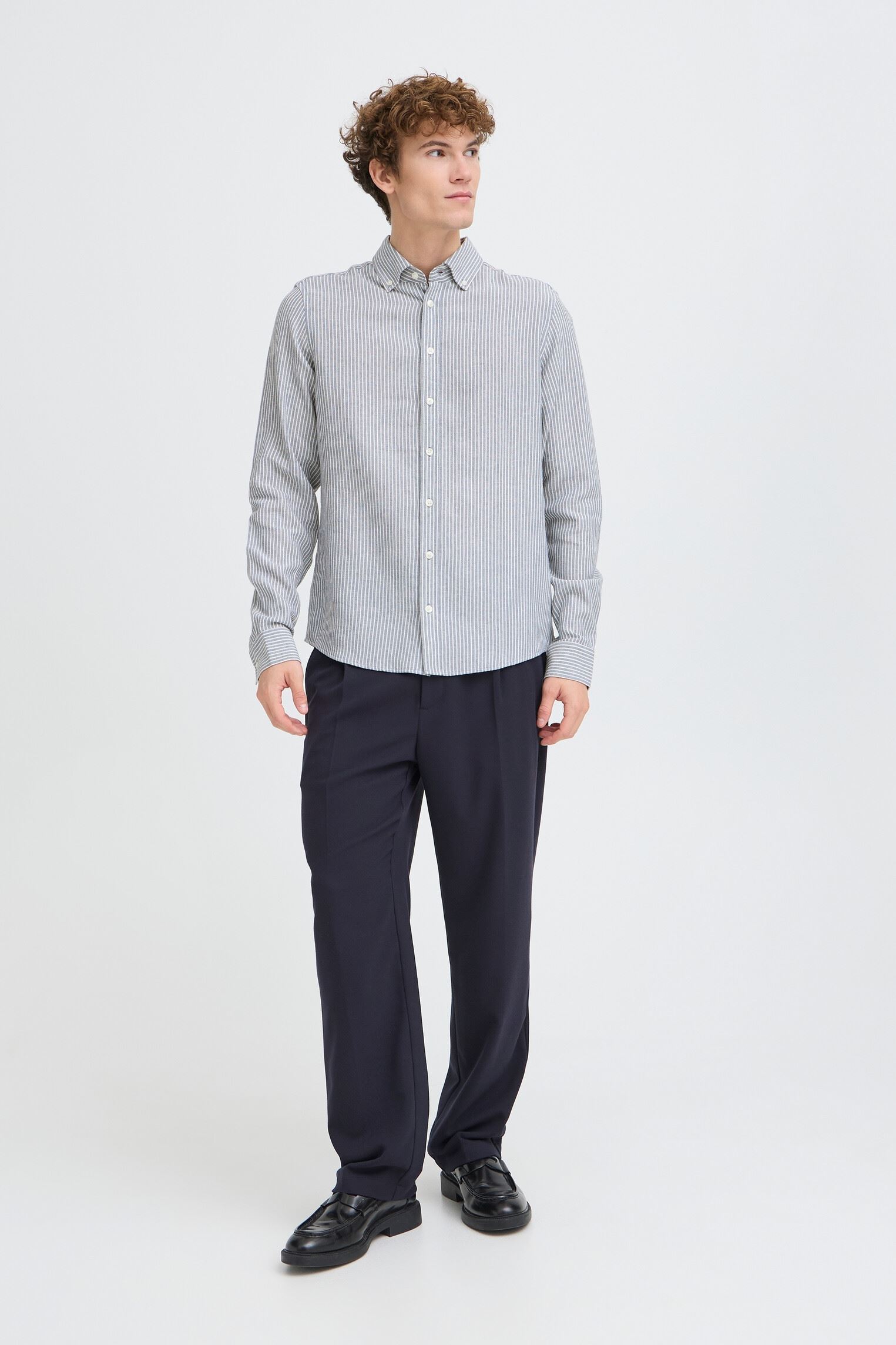 Hemden Cfhanes Linen Mix Ls Shirt herren blau Casual Friday Hemden Cfhanes Linen Mix Ls Shirt herren blau BERING SEA MELANGE