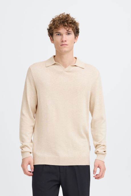 Casual Friday Polos manches courtes Cfbells 0295 Ls Polo Knit homme beige