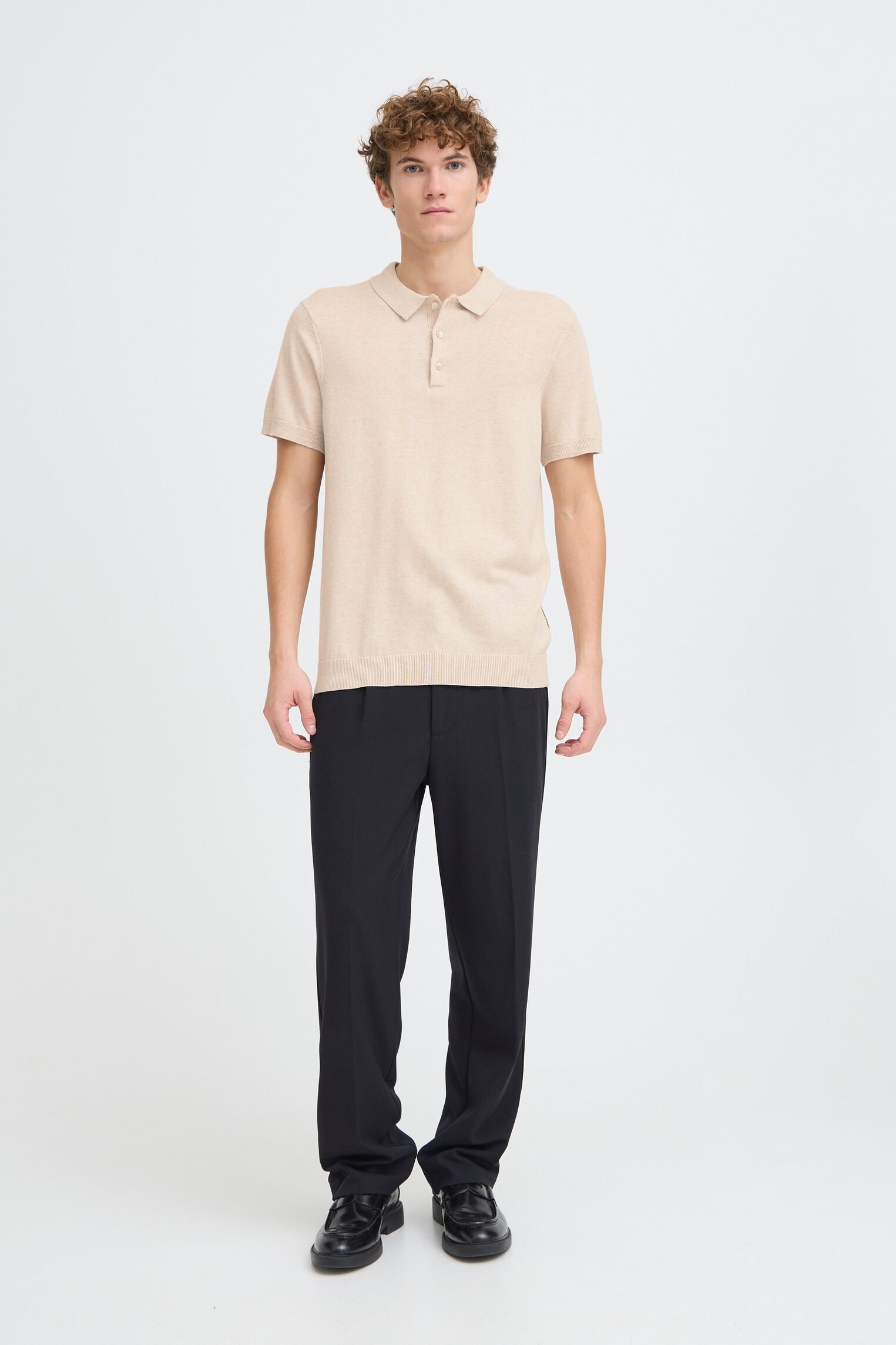 Polos manches courtes Cfbells Ss Polo Knit homme beige Casual Friday Polos manches courtes Cfbells Ss Polo Knit homme beige Summer Sand Melange