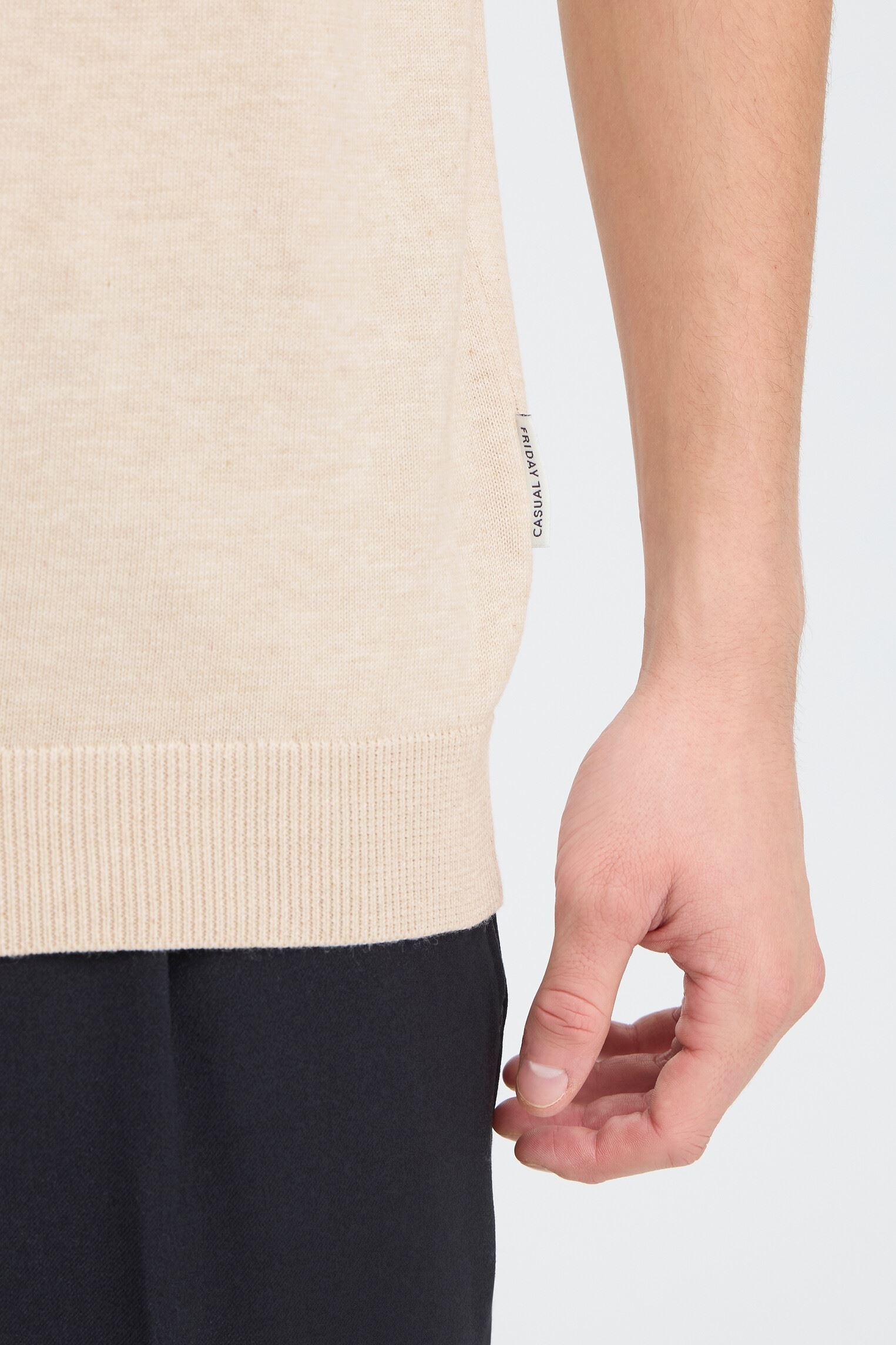 Polos manches courtes Cfbells Ss Polo Knit homme beige Casual Friday Polos manches courtes Cfbells Ss Polo Knit homme beige Summer Sand Melange