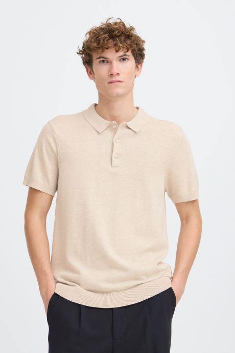 Casual Friday Kurzarm-Poloshirts Cfbells Ss Polo Knit herren beige