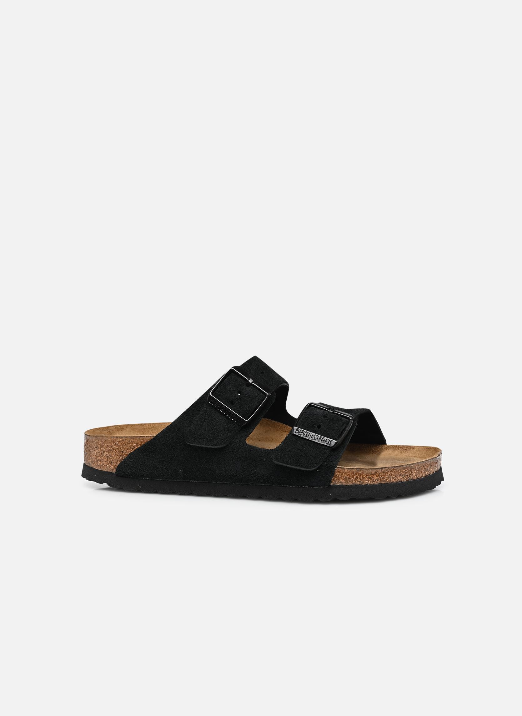 Pantoletten Arizona Soft footbed Suede - Narrow damen schwarz Birkenstock Pantoletten Arizona Soft footbed Suede - Narrow damen schwarz Black