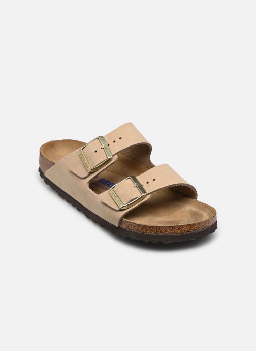 Birkenstock Muilen Arizona Soft footbed Nubuck - Narrow dames beige
