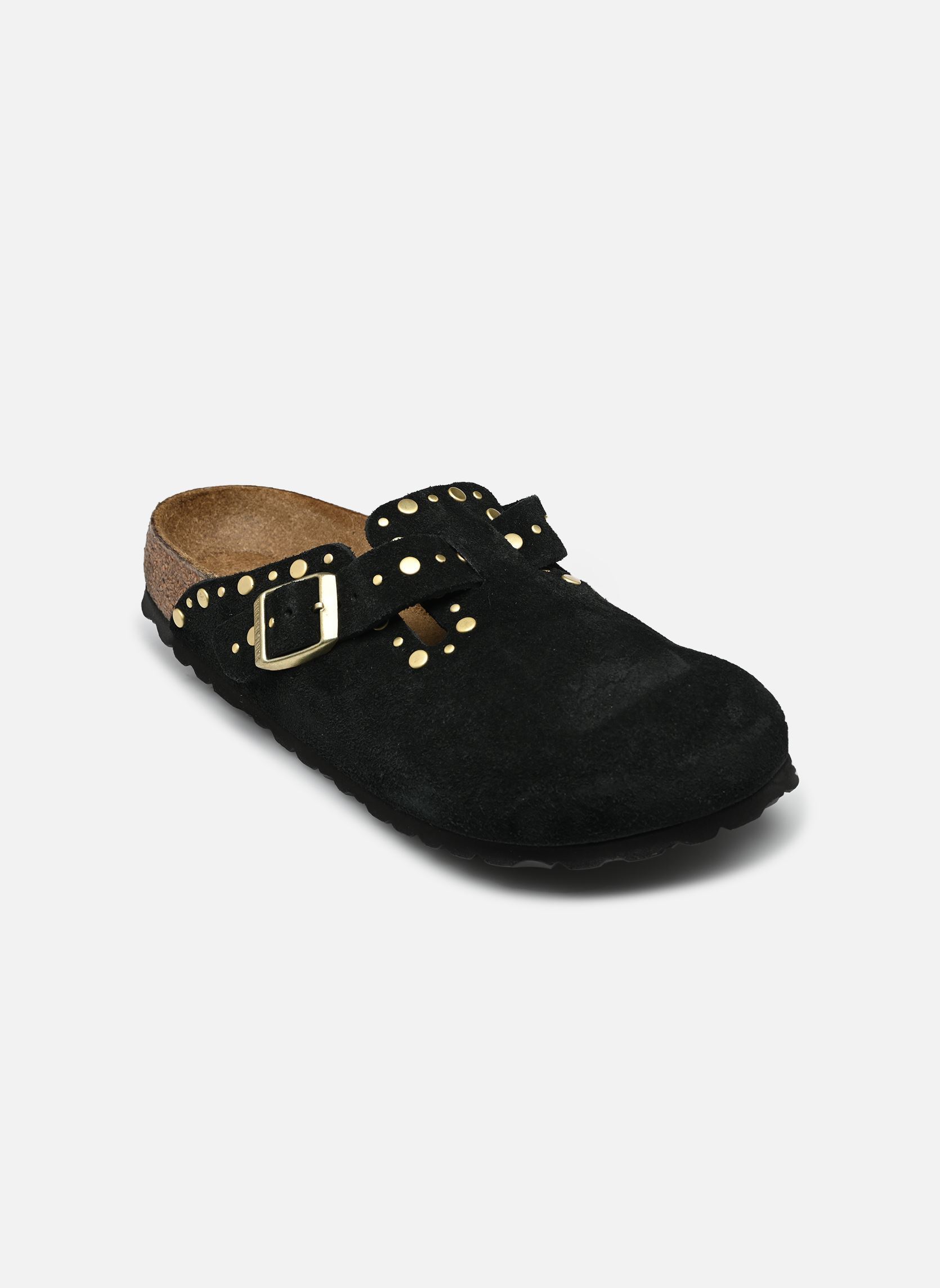 Pantoletten Boston Rivet Suede - Narrow damen schwarz Birkenstock Pantoletten Boston Rivet Suede - Narrow damen schwarz Black